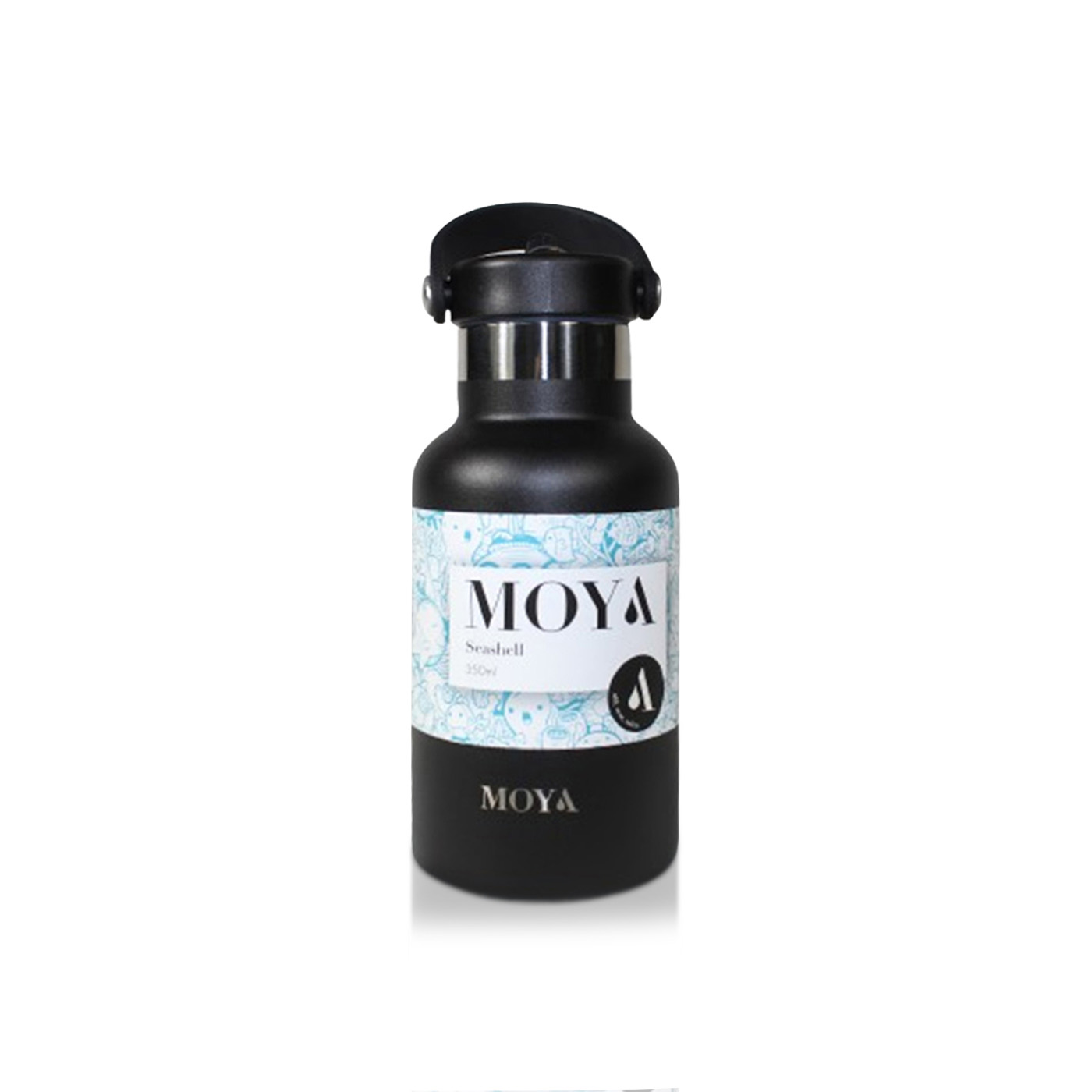 Moya Seashell Insulated and Sustainable Water Bottle Black 350ml