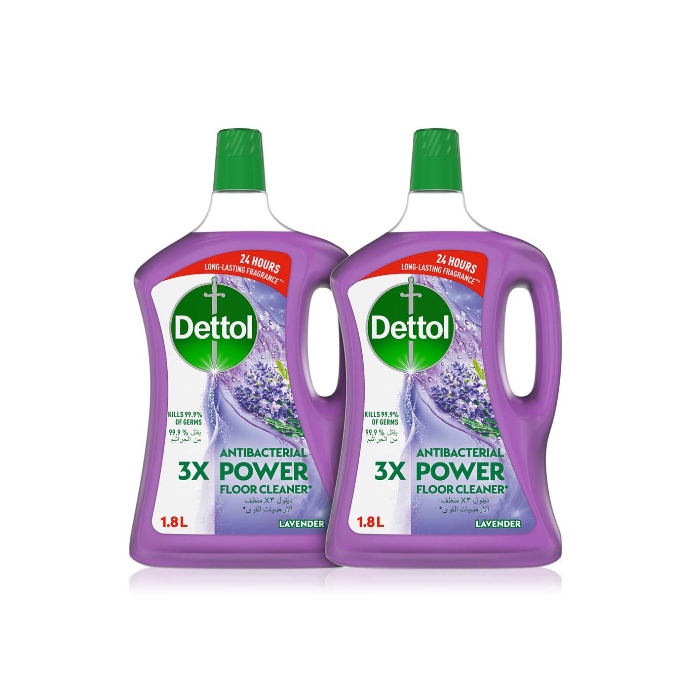 Dettol antibacterial power floor cleaner lavender 2x1.8l