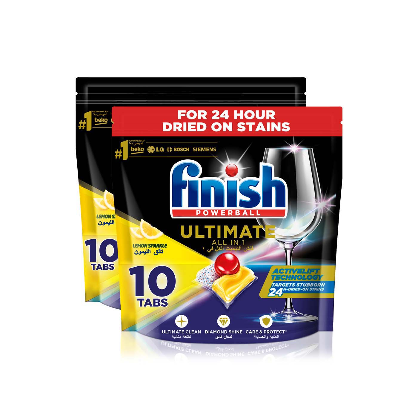 Finish powerball ultimate all in one dishwasher tablets lemon sparkle