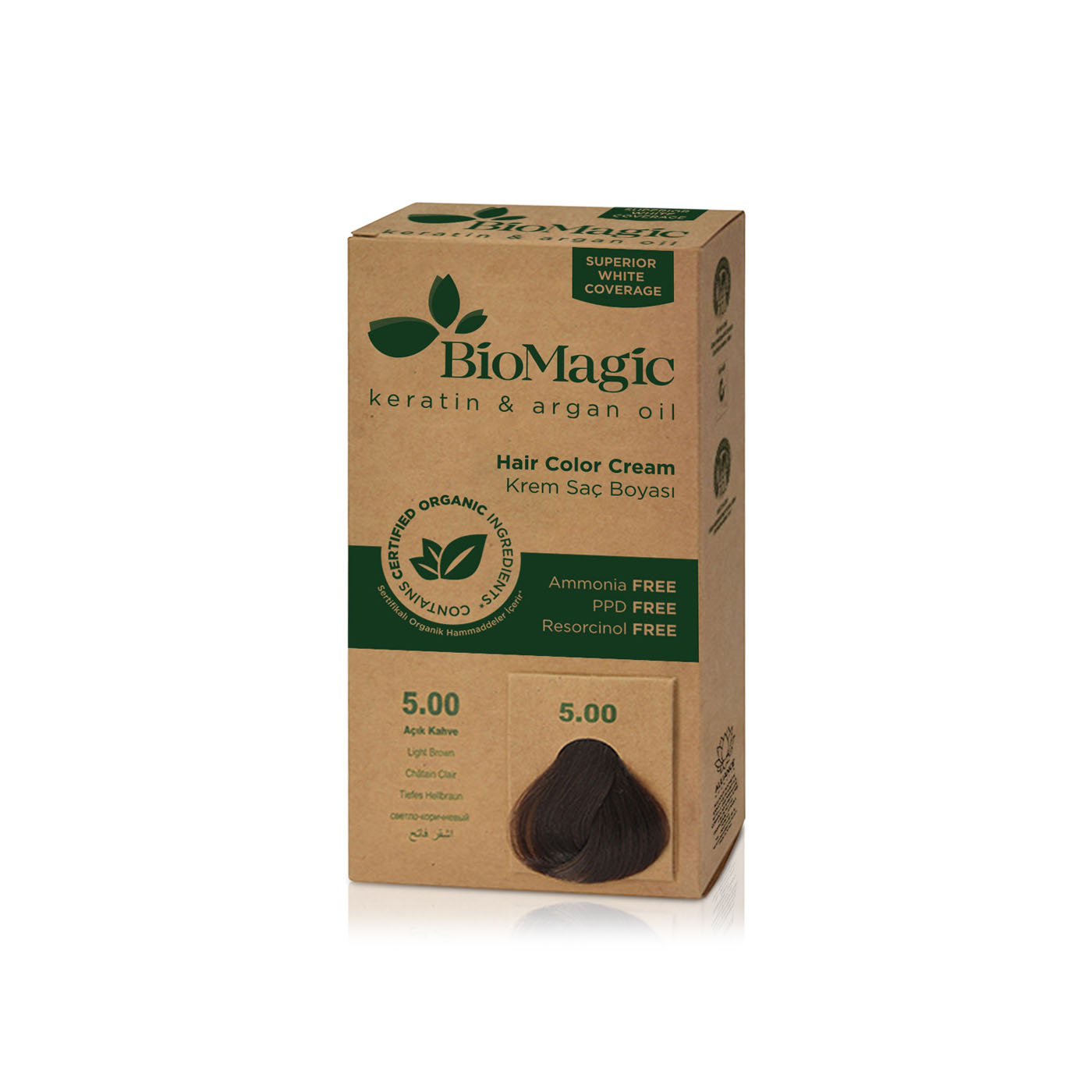 BioMagic Light Brown 5.0 Hair Colour Cream Kit