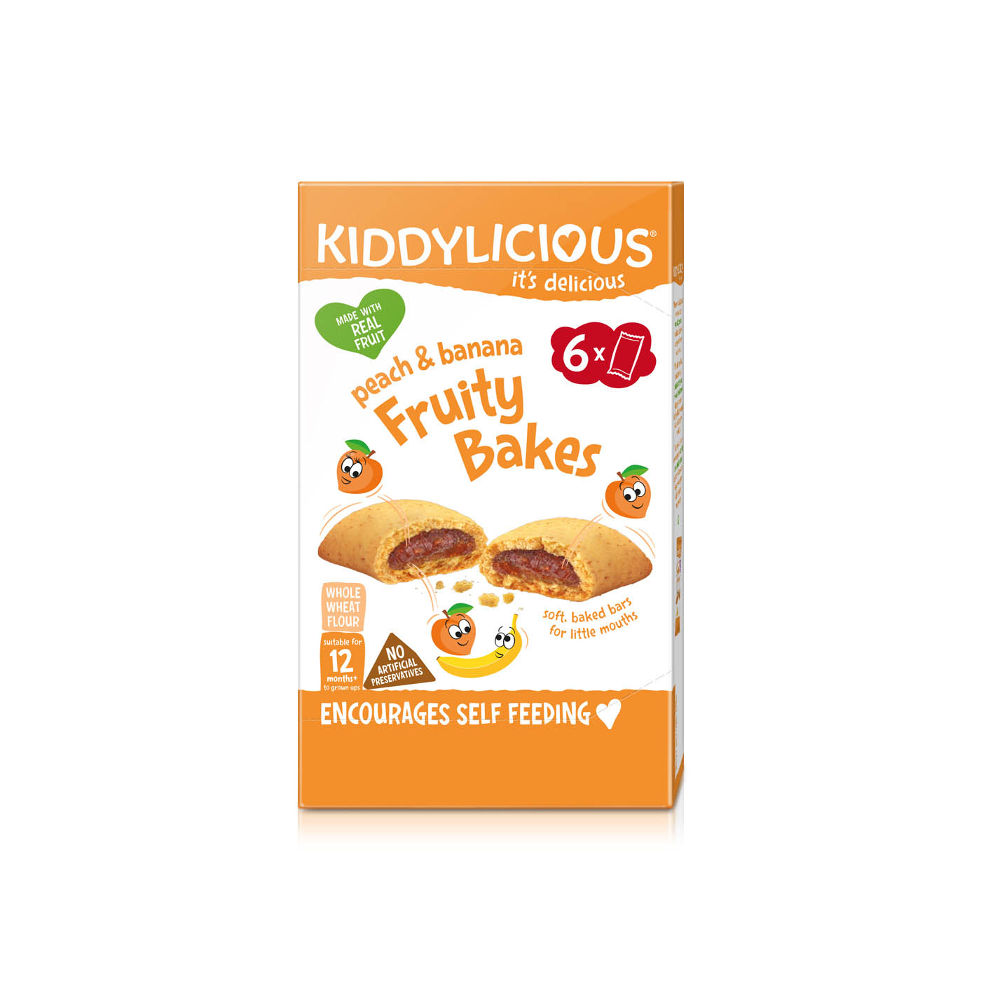 Kiddylicious Peach and Banana Fruity Bakes 12+ Months 6 x 22g