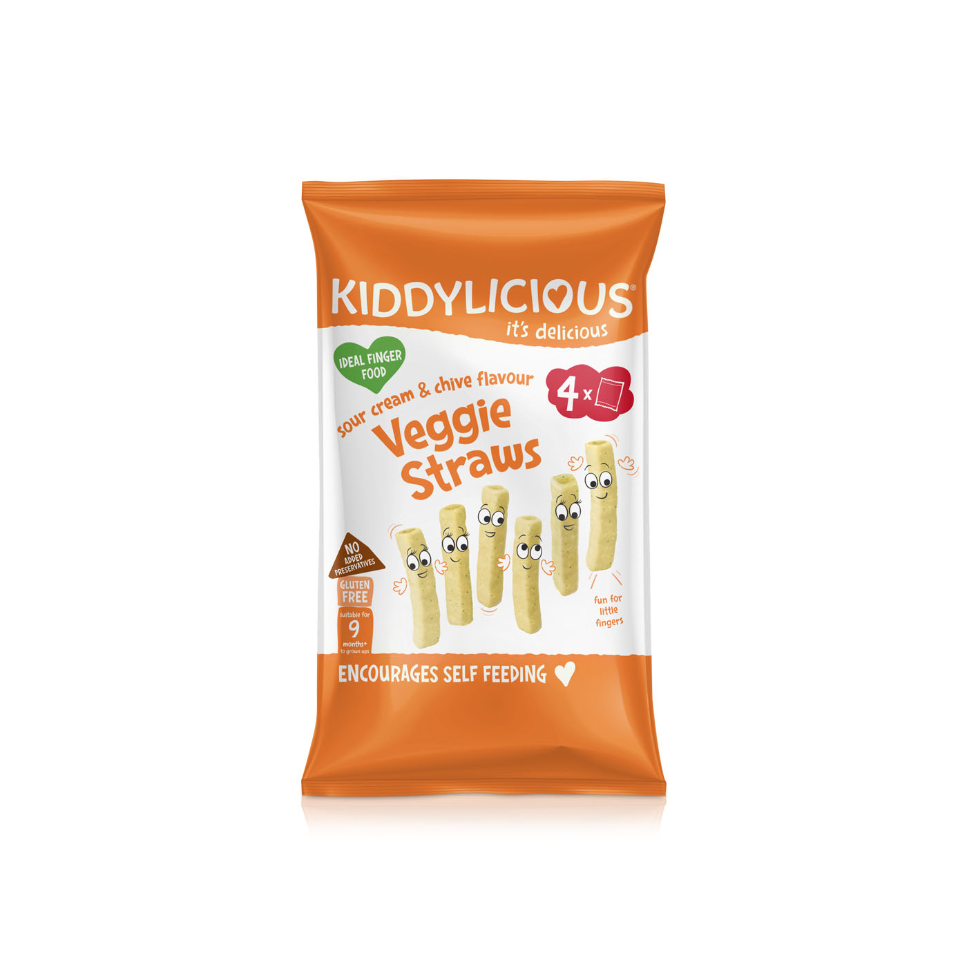 Kiddylicious Sour Cream and Chive Veggie Straws 9+ Months 4 x 12g