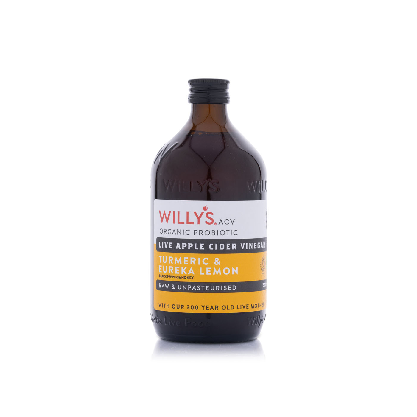 Willy's Organic Apple Cider Turmeric and Eureka Lemon Vinegar 500ml