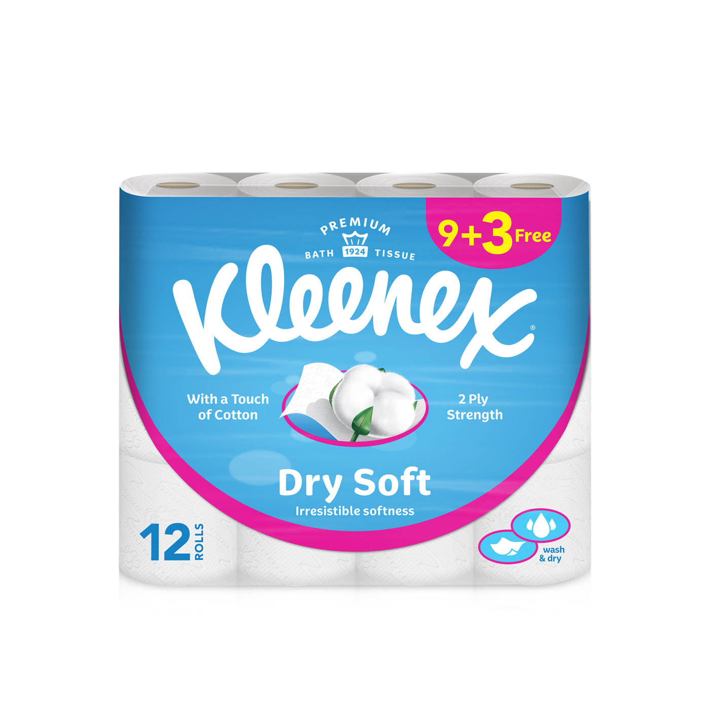 Kleenex Dry Soft Toilet Tissue Paper Roll 2ply 12 x 200s