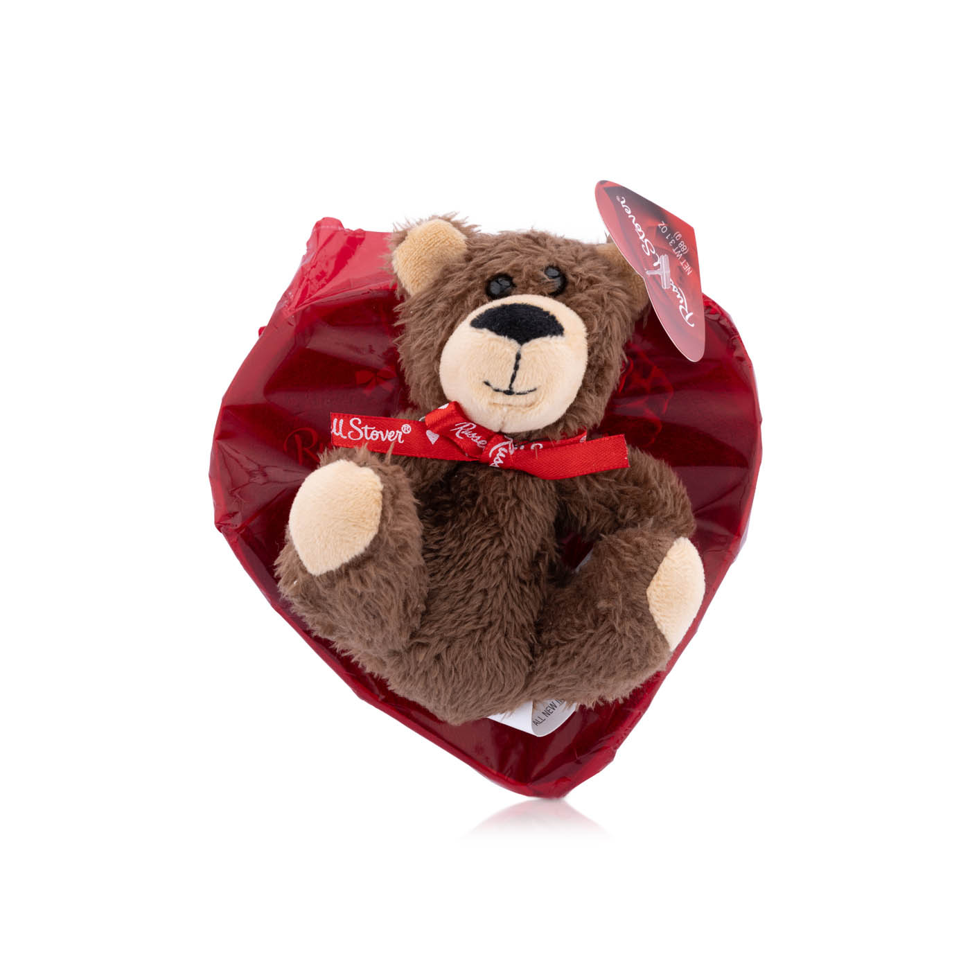 Russell Stover Valentine's Day Milk & Dark Chocolate Red Foil Heart Gift Box with Plush Teddy Bear