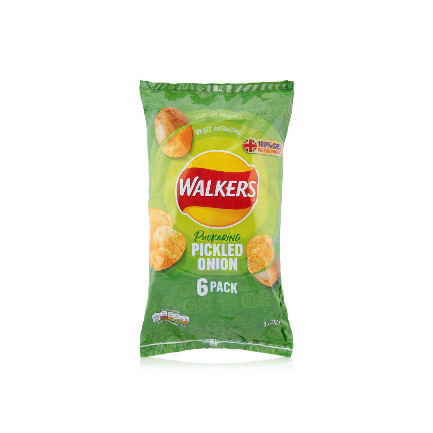 Walkers Pickled Onion Crisps 6pk 150g