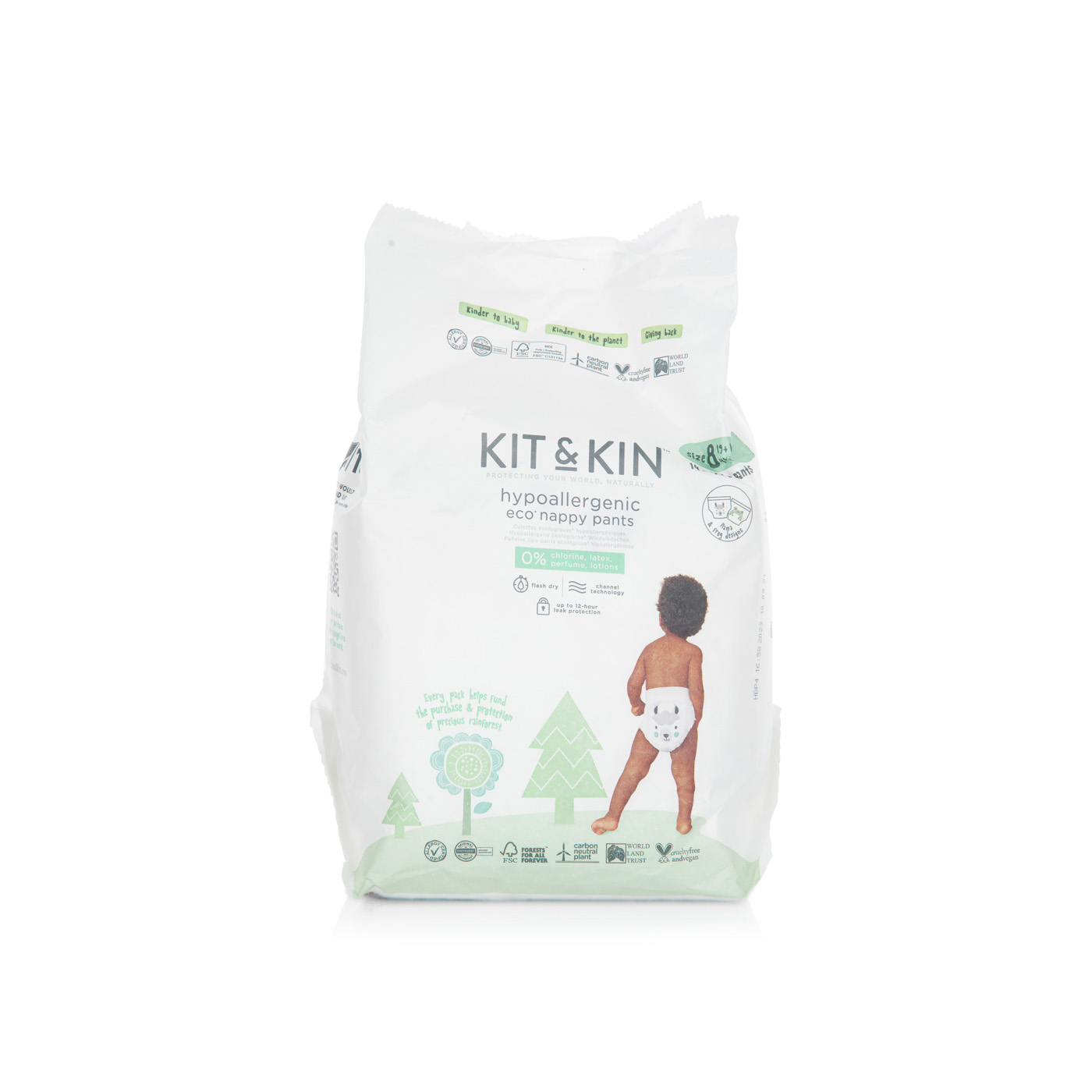 Kit & Kin Hypoallergenic Eco Pull Up Nappy Pants Size 8 14 Pack