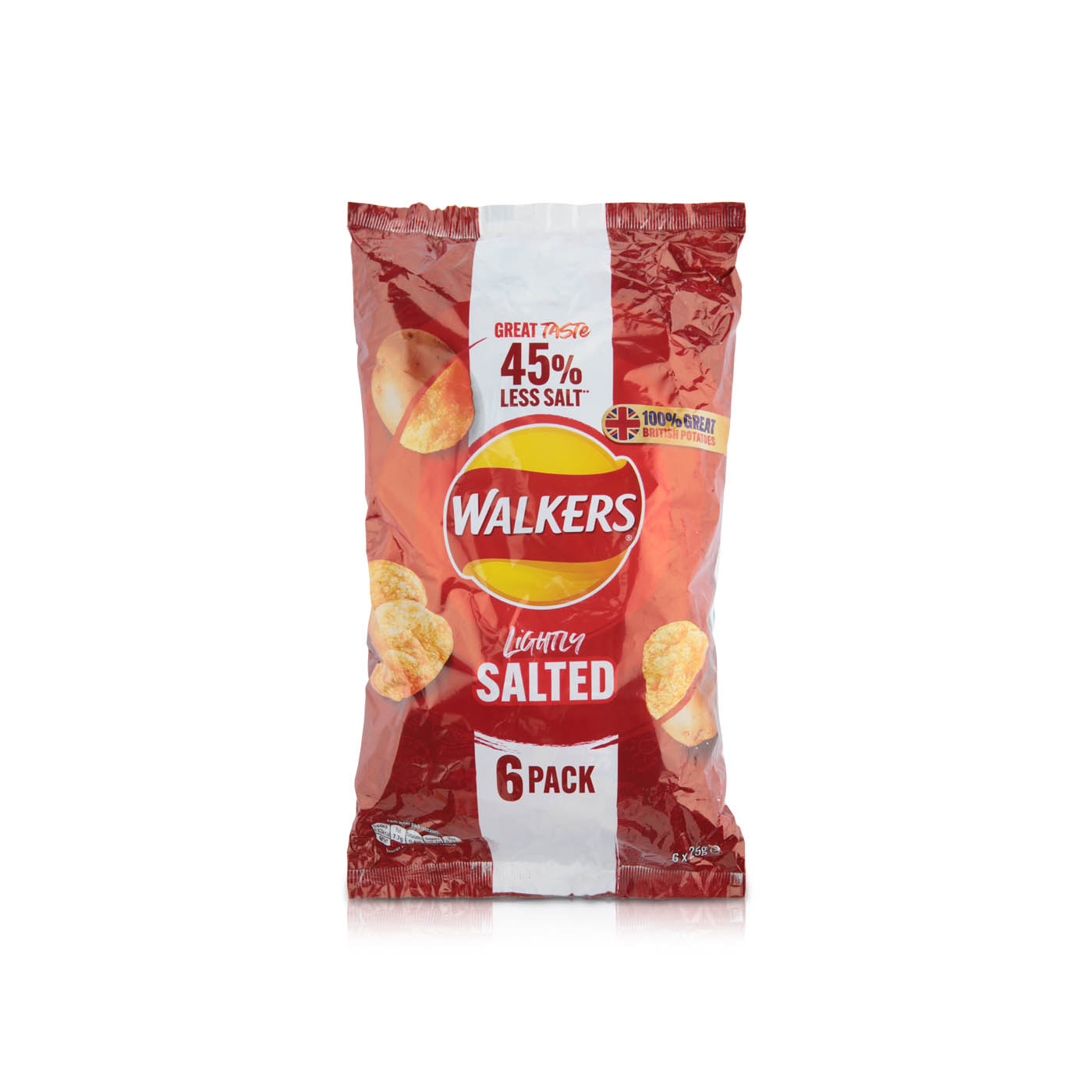 Walkers Lightly Salted 45% Less Salt 6s 150g