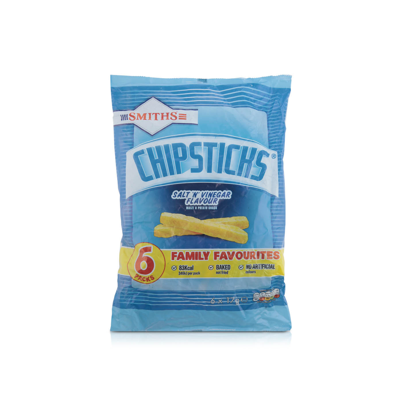 Smiths Chipsticks Salt and Vinegar 6 Pack 102g