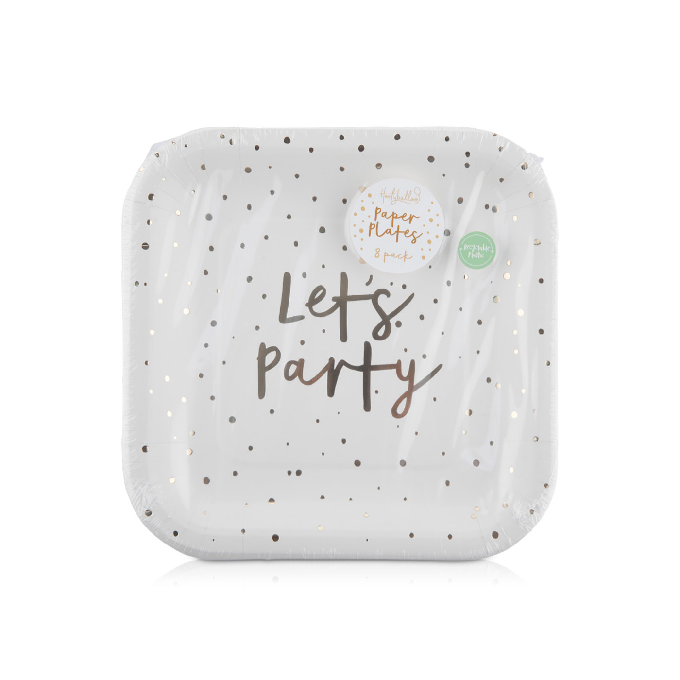 Hootyballoo Let's Party Gold 9 inches Paper Plates 8s