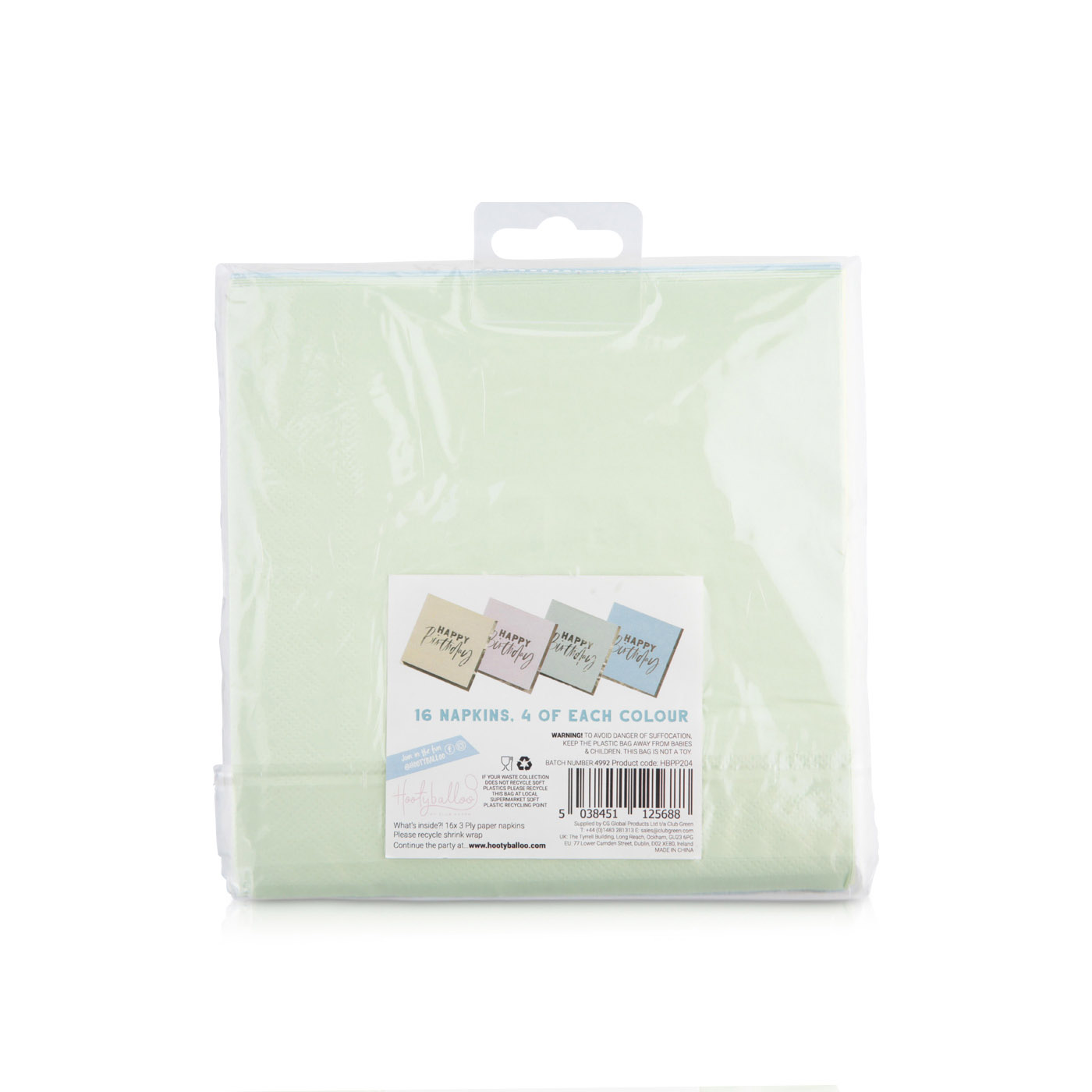 Hootyballoo Happy Birthday Napkins Pastel 165mm 16 Pack