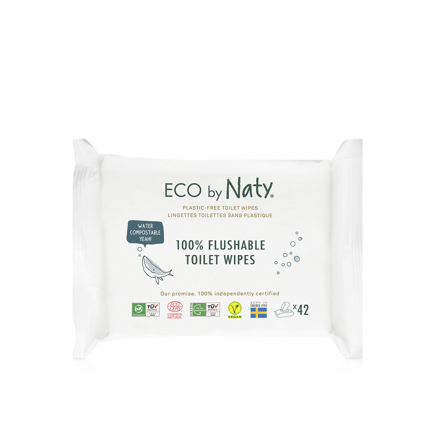 Eco by Naty Plastic-Free Flushable Toilet Wipes x 42
