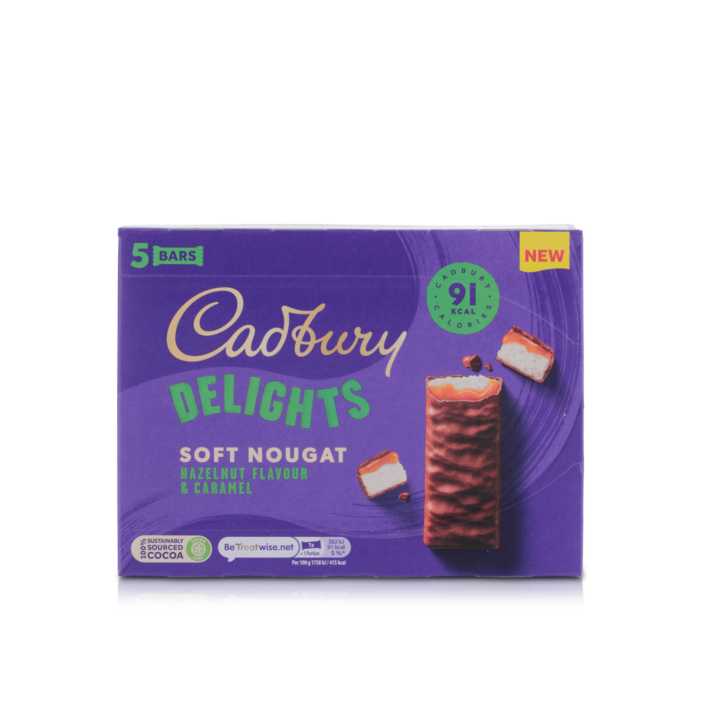 Cadbury Delights Soft Nougat Hazelnut Flavour & Caramel 22g x 5