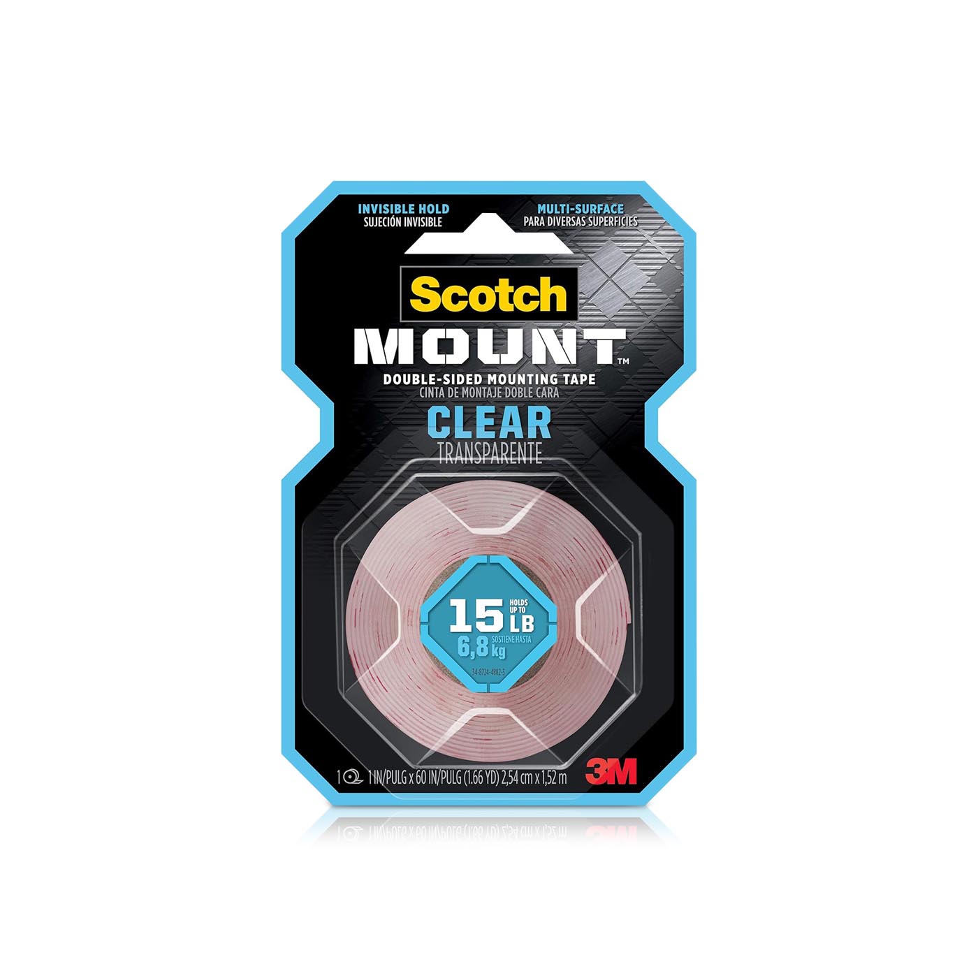 3m Scotch Double Sided Clear Mounting Tape 1 inches x 60 inches