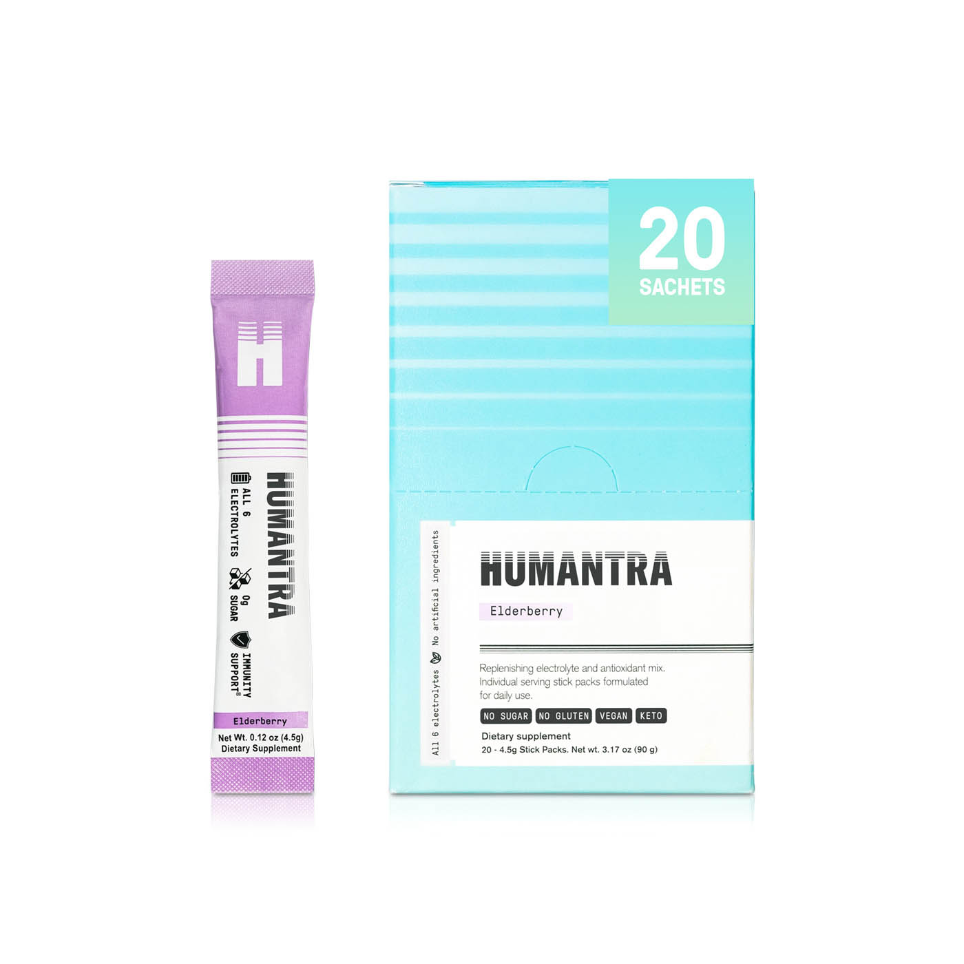 Humantra Elderberry Electrolyte Supplement 20 Sticks