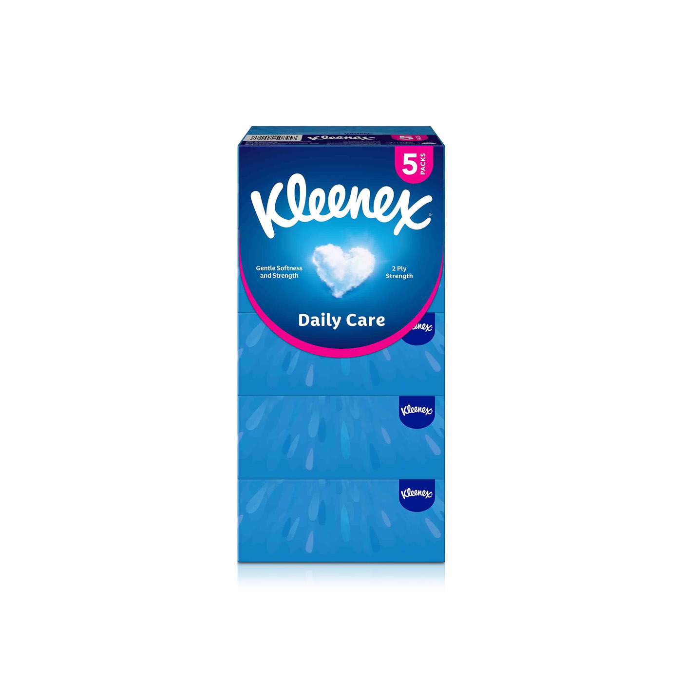 Kleenex Daily Care Facial Tissue 190 Sheets x 2 Ply x 5 Packs