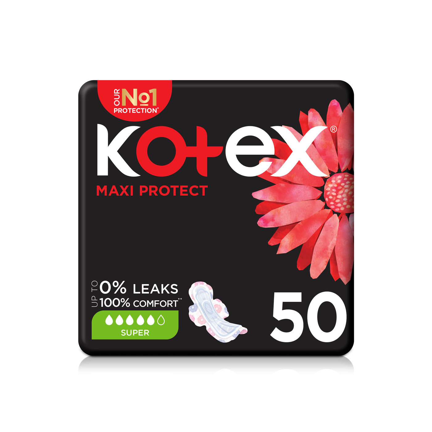 Kotex Maxi Protect Super Pads with Wings 50s