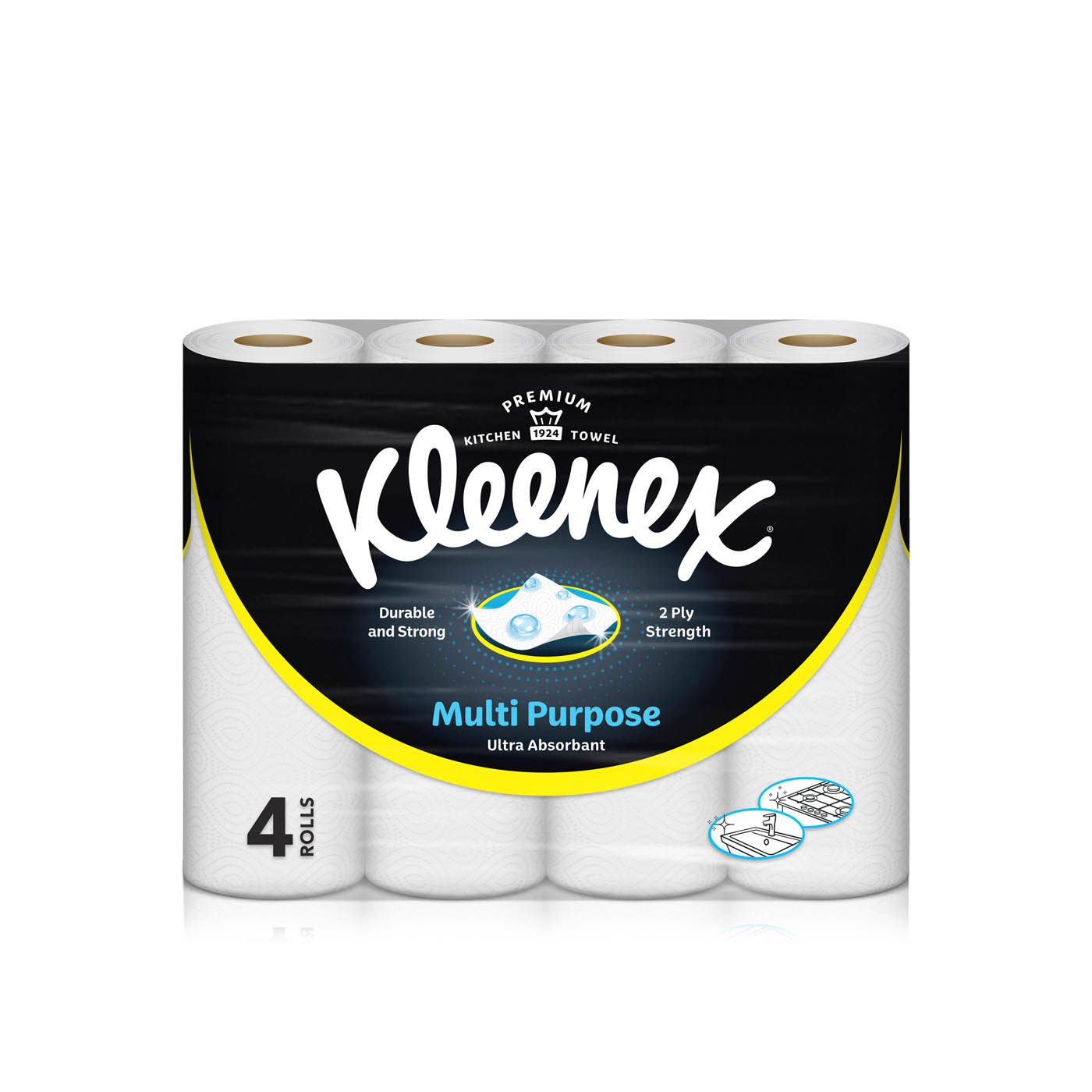 Kleenex Multi Purpose Kitchen Tissue Paper Towel 40 Sheets x 2 Ply x 4 Rolls