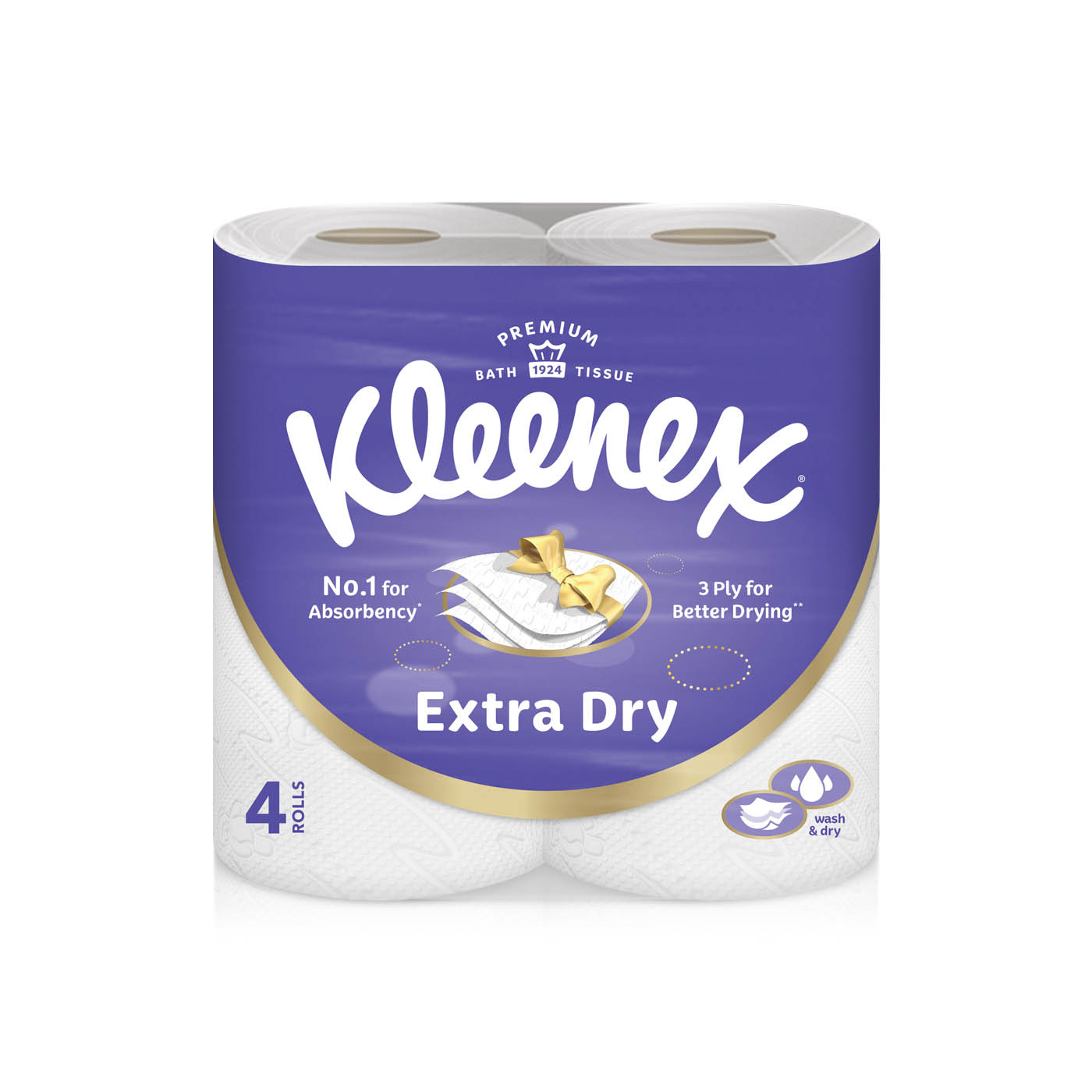 Kleenex Extra Dry Toilet Tissue Paper 160 Sheets x 3 Ply x 4 Rolls