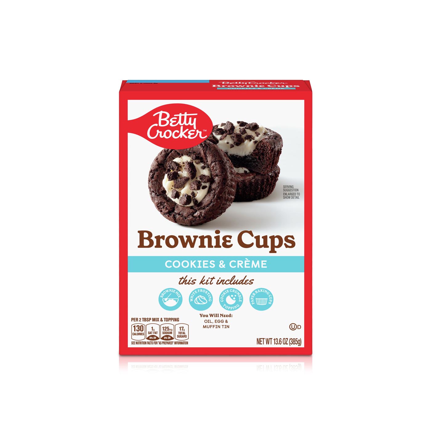 Betty Crocker Cookies & Creme Brownie Cups Kit 385g