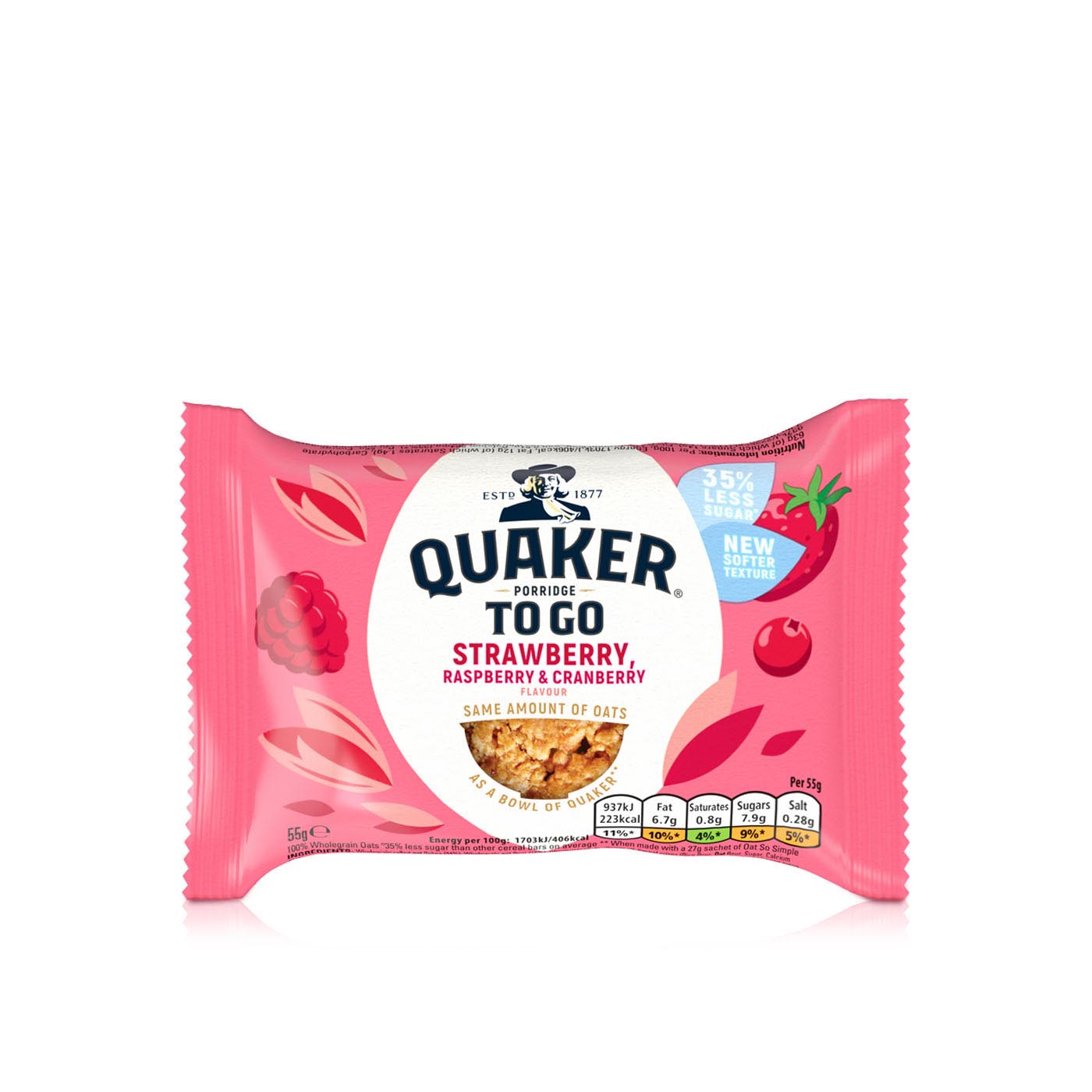 Quaker Porridge to Go Strawberry, Raspberry & Cranberry Flavour