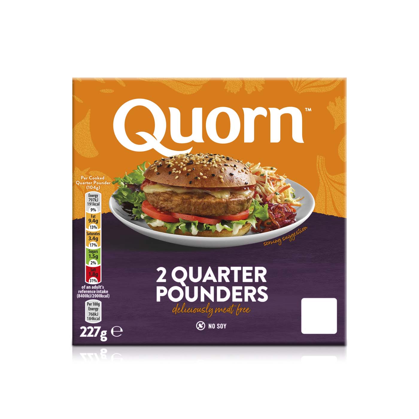Quorn Frozen Vegetarian Two Quarter Pounders 227G