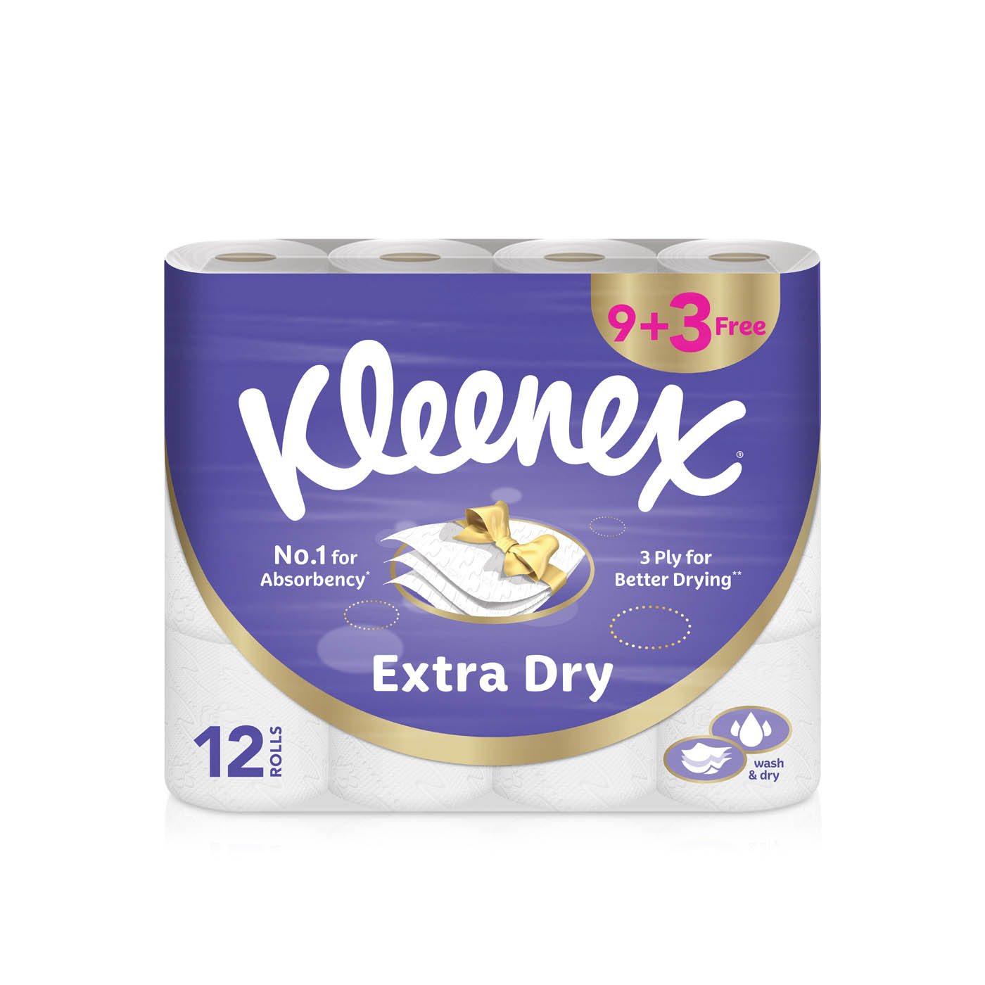 Kleenex Extra Dry Toilet Rolls 3ply 12 Pack
