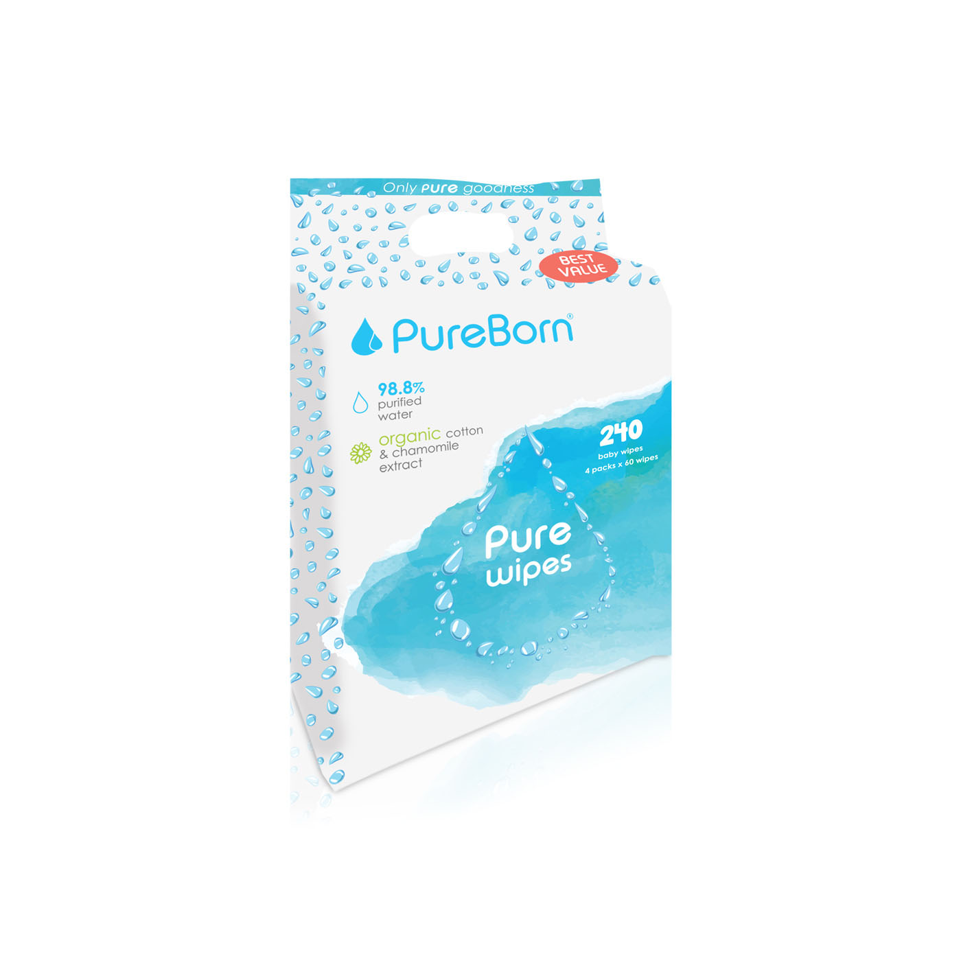 Pure Born Chemical Free Baby Wipes x 240