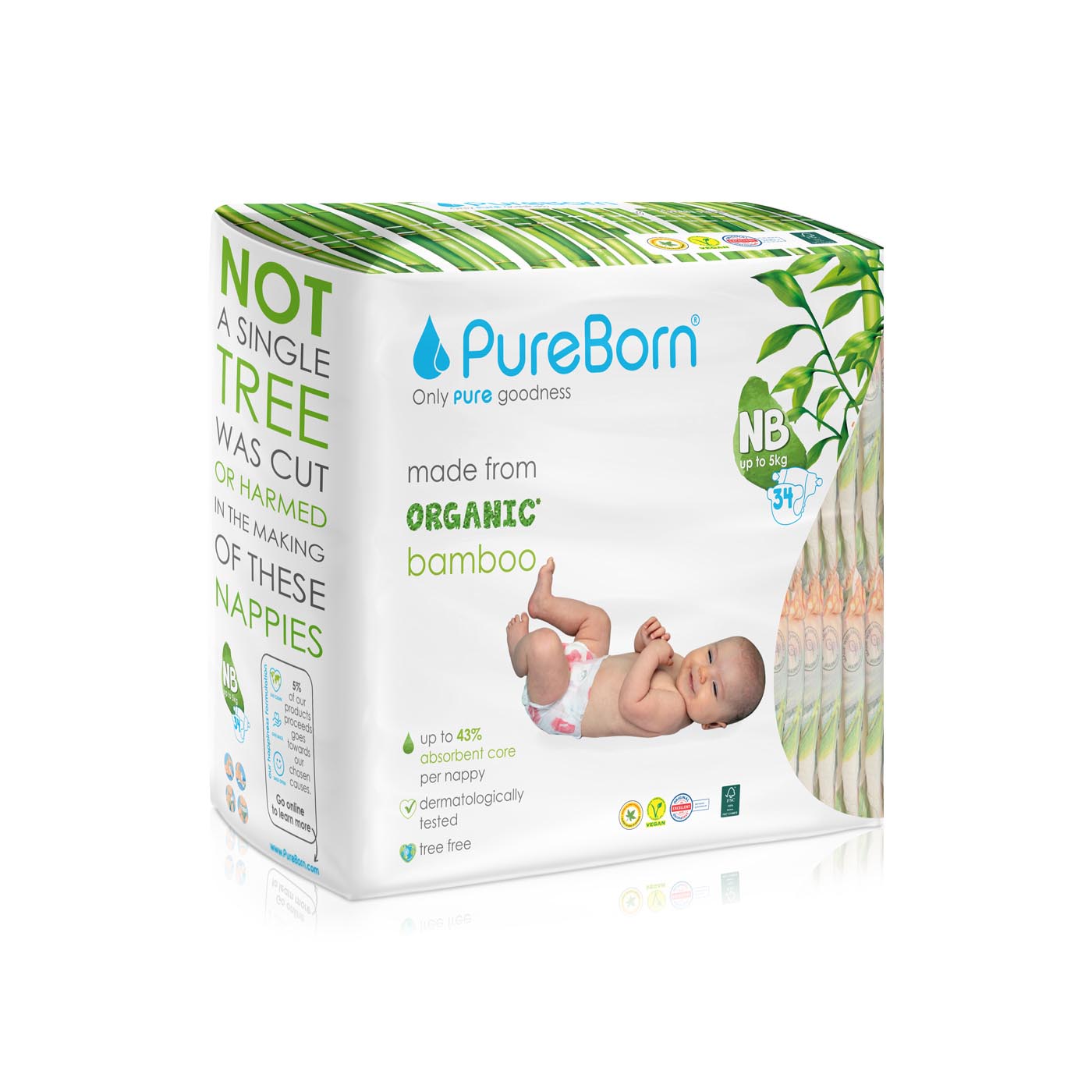 Pure Born New Born Nappies x 34
