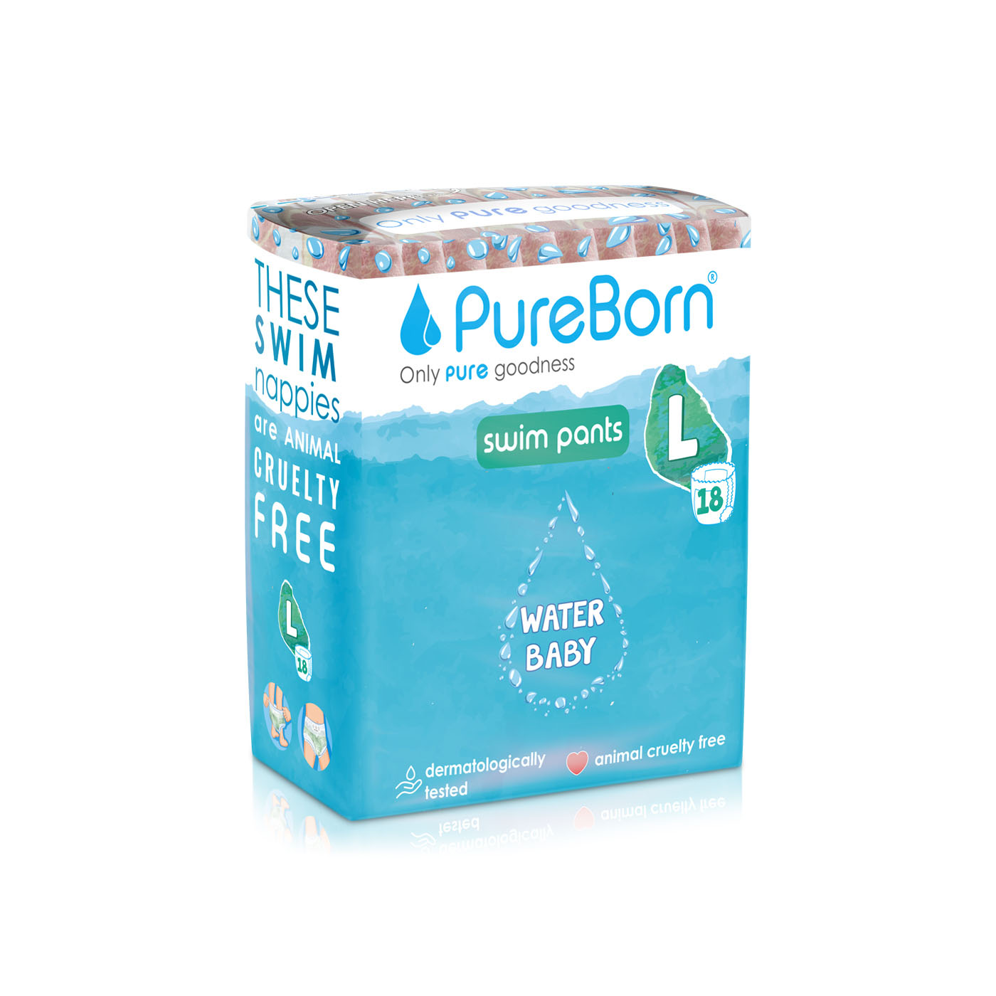 Pureborn Swim Nappies Large 9-14kg x 18