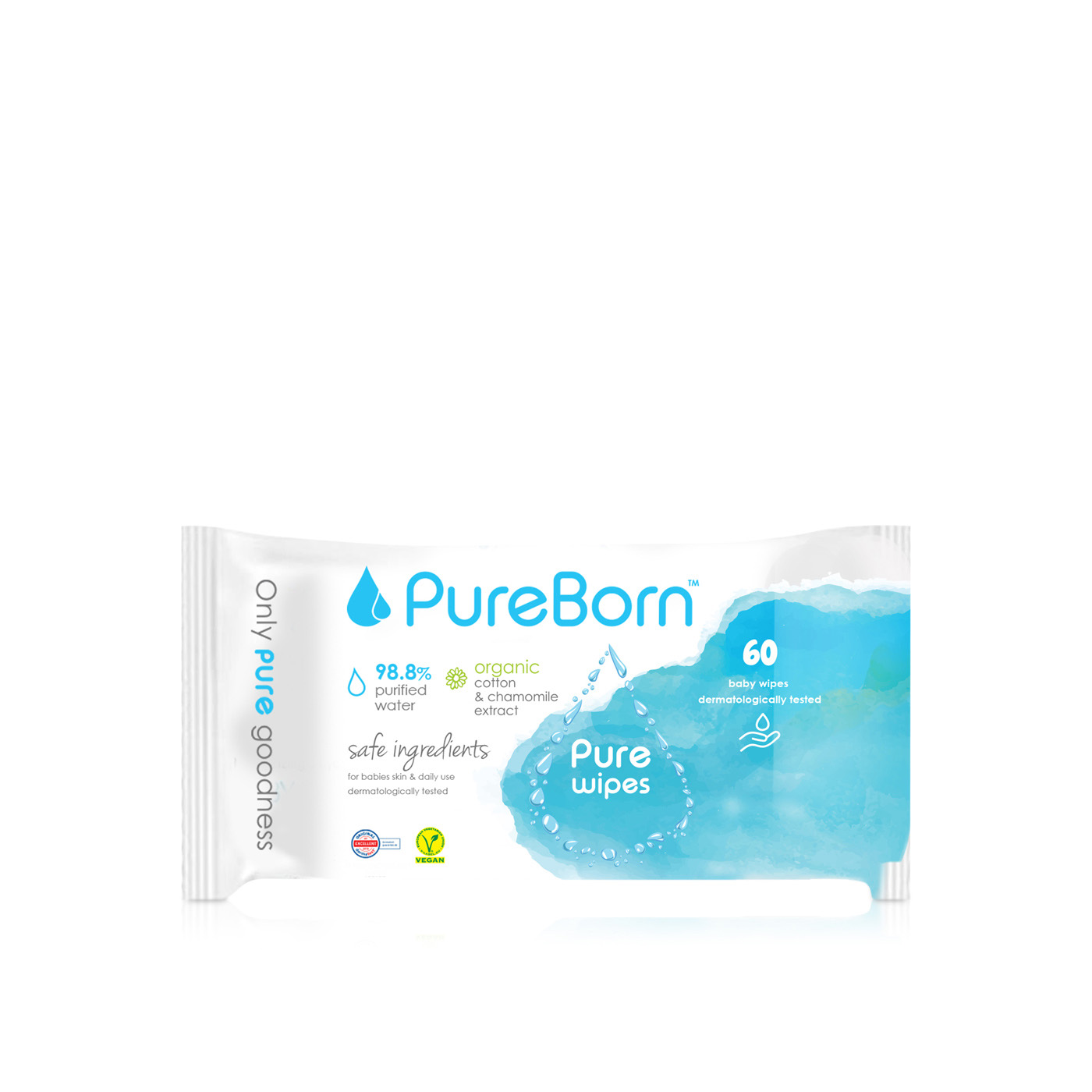 Pure Born Chemical Free Baby Wipes x 60