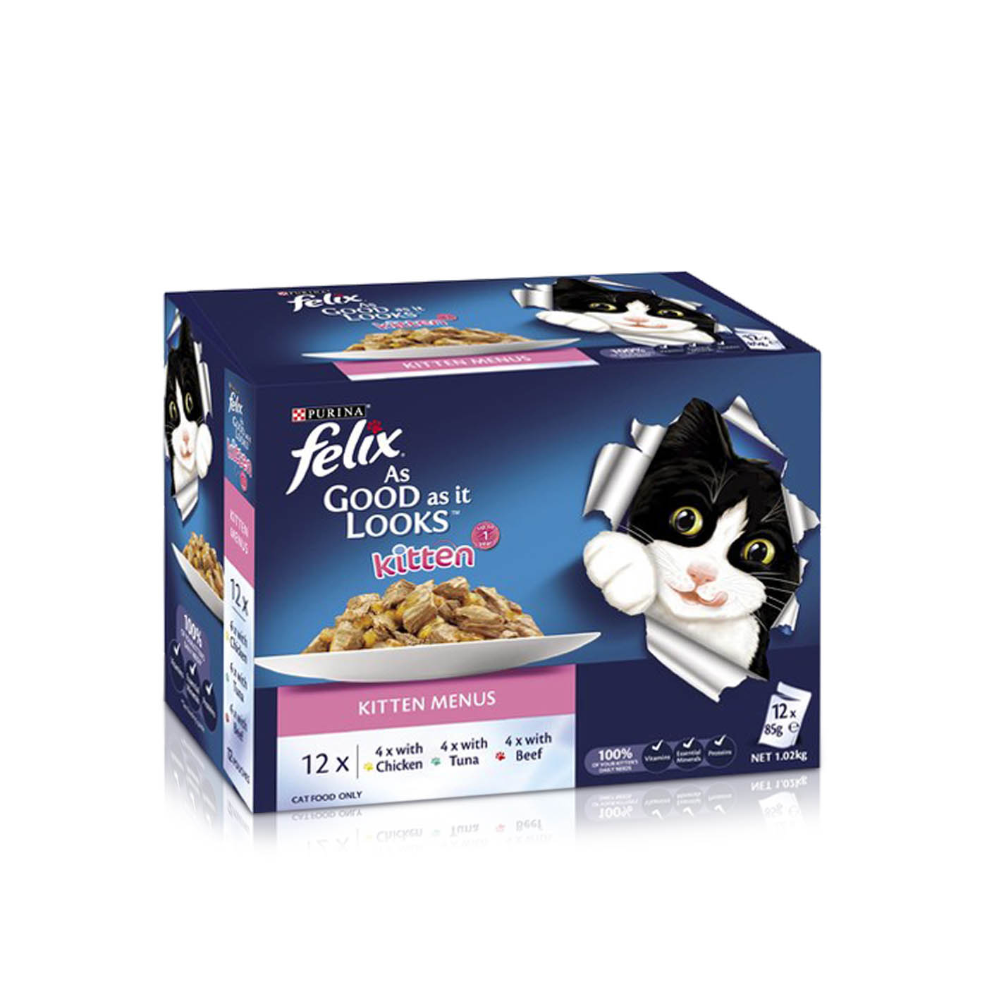 Felix As Good As It Looks Kitten Menu in Jelly 85g x 12