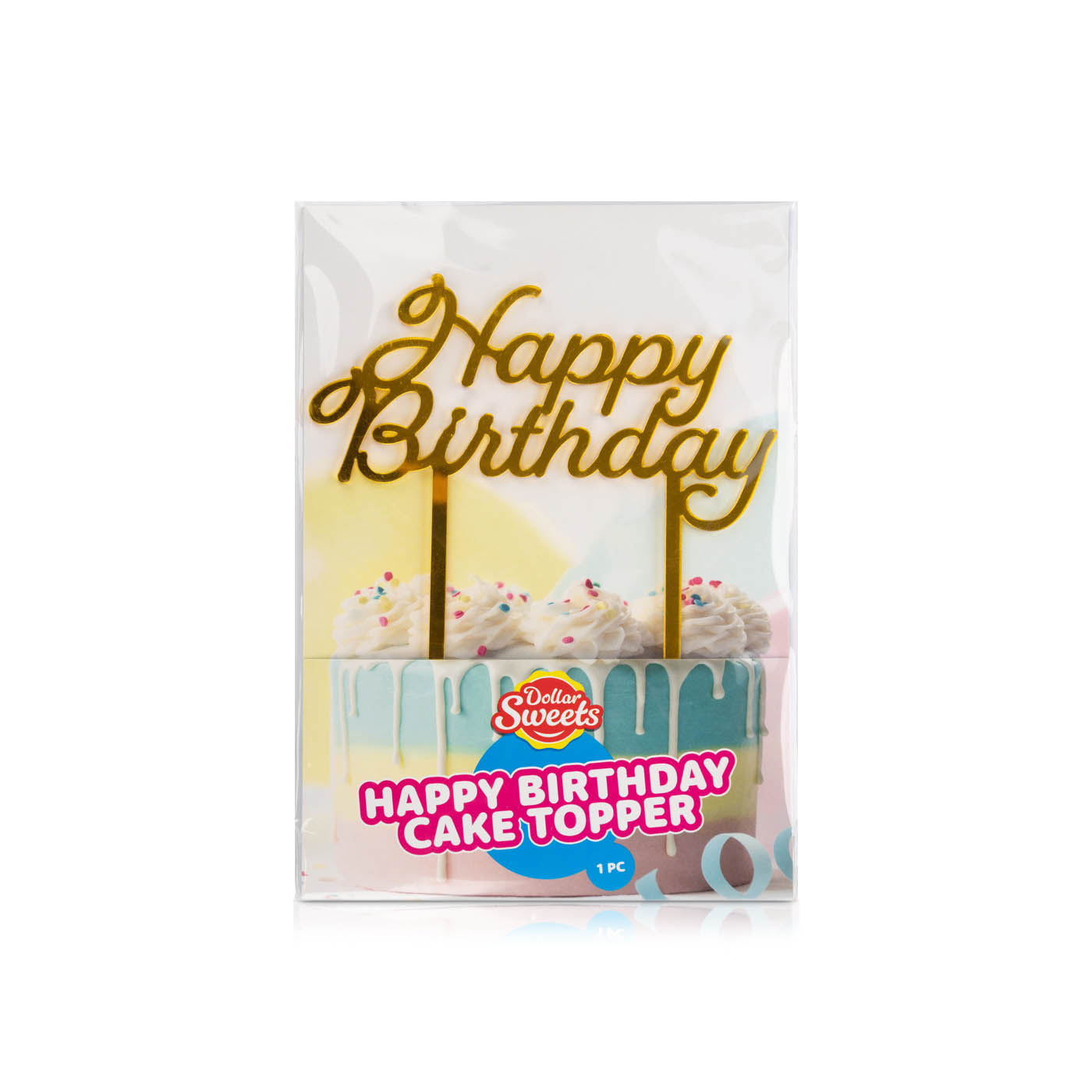 Dollar Sweet Gold Happy Birthday Cake Topper