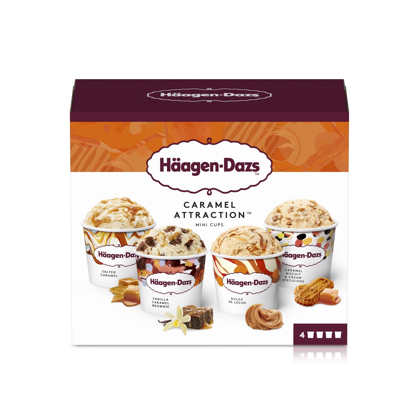 Haagen Dazs Caramel Attraction Ice Cream Mini Cups 4 X 95Ml