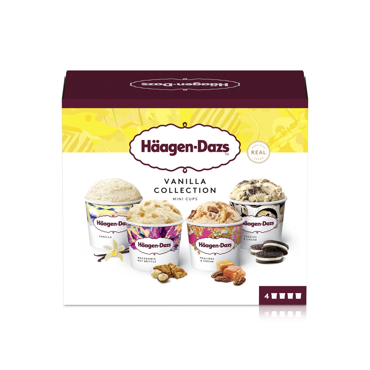 Haagen Dazs Vanilla Collection Ice Cream Mini Cups 4 X 95Ml
