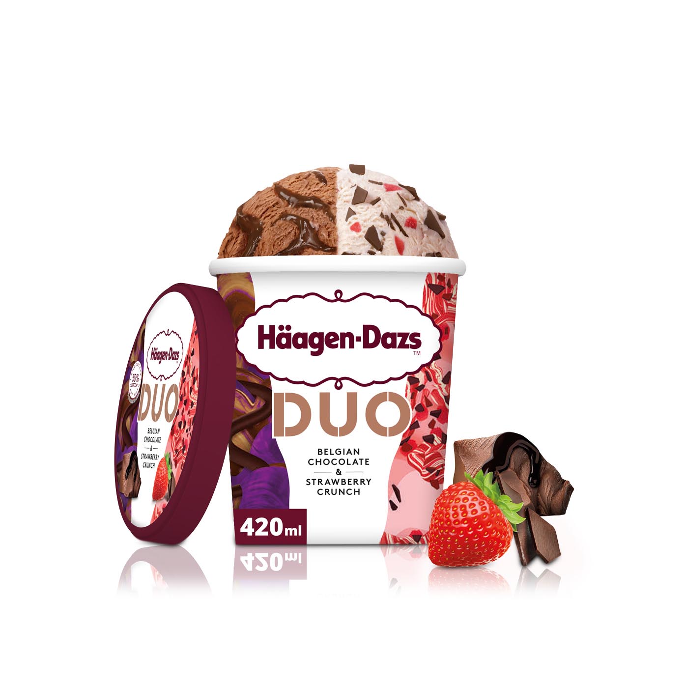 Haagen Dazs Duo Belgian Chocolate And Strawberry Ice Cream 420Ml