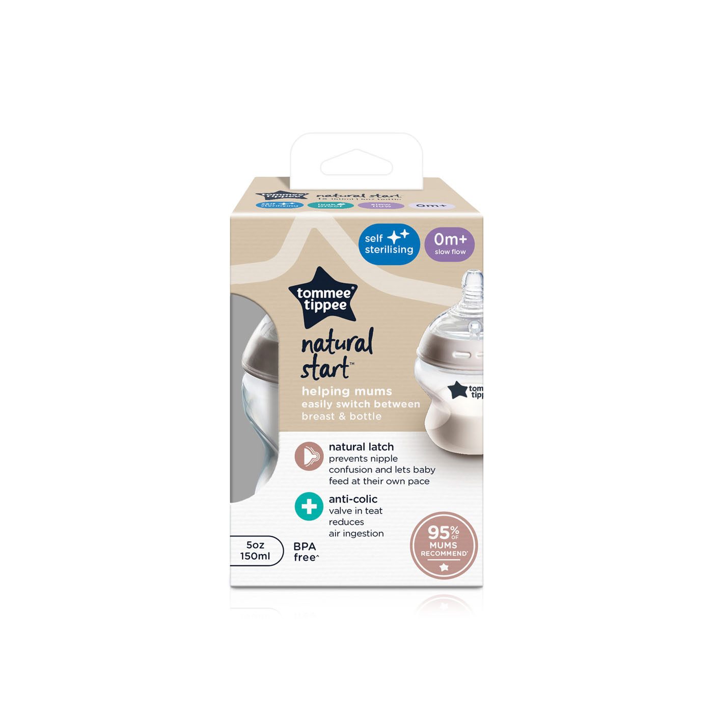 Tommee Tippee Closer to Nature Feeding Bottle 150ml 0+ Months