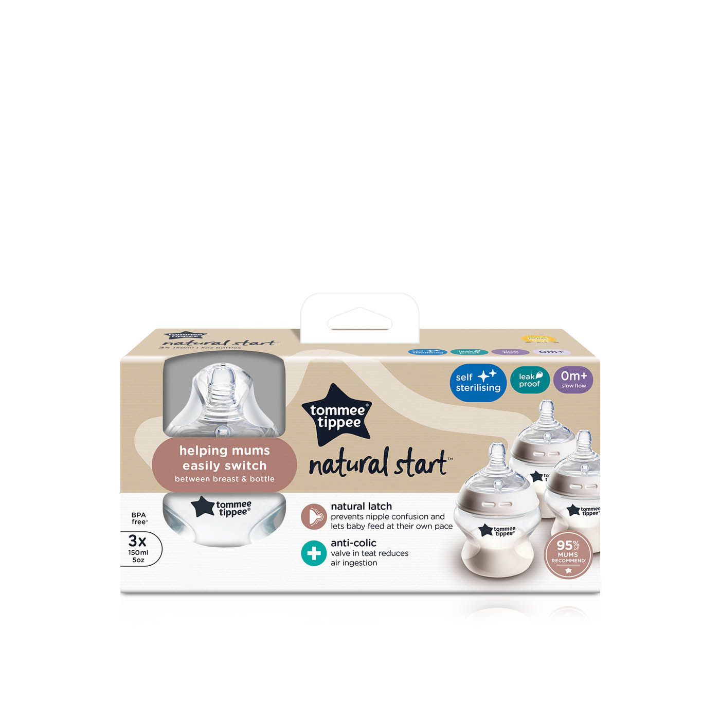 Tommee Tippee Natural Start 3 x 150ml Bottle