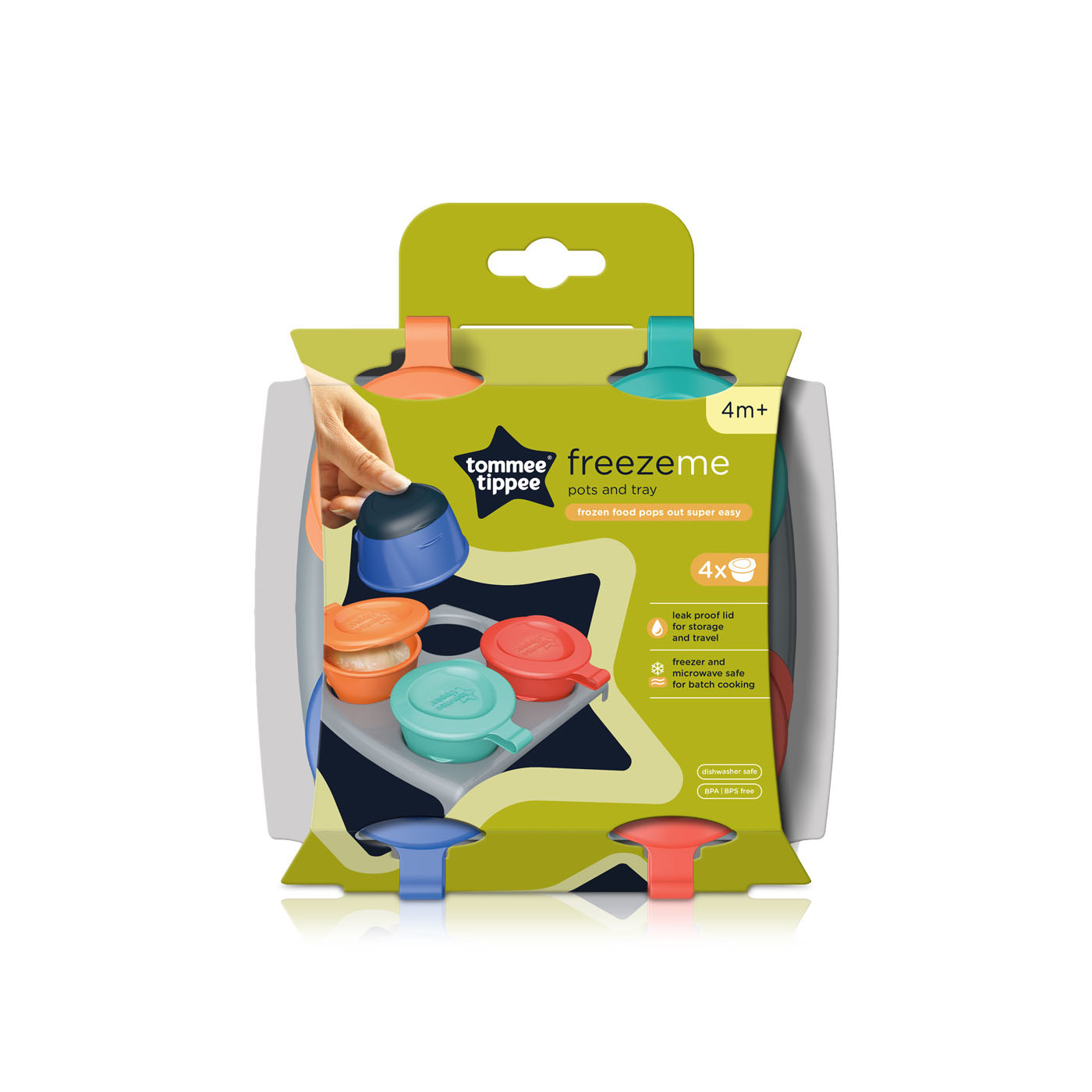 Tommee Tippee Explora Pop Up Freezer Pots and Tray 4+ Months x 4