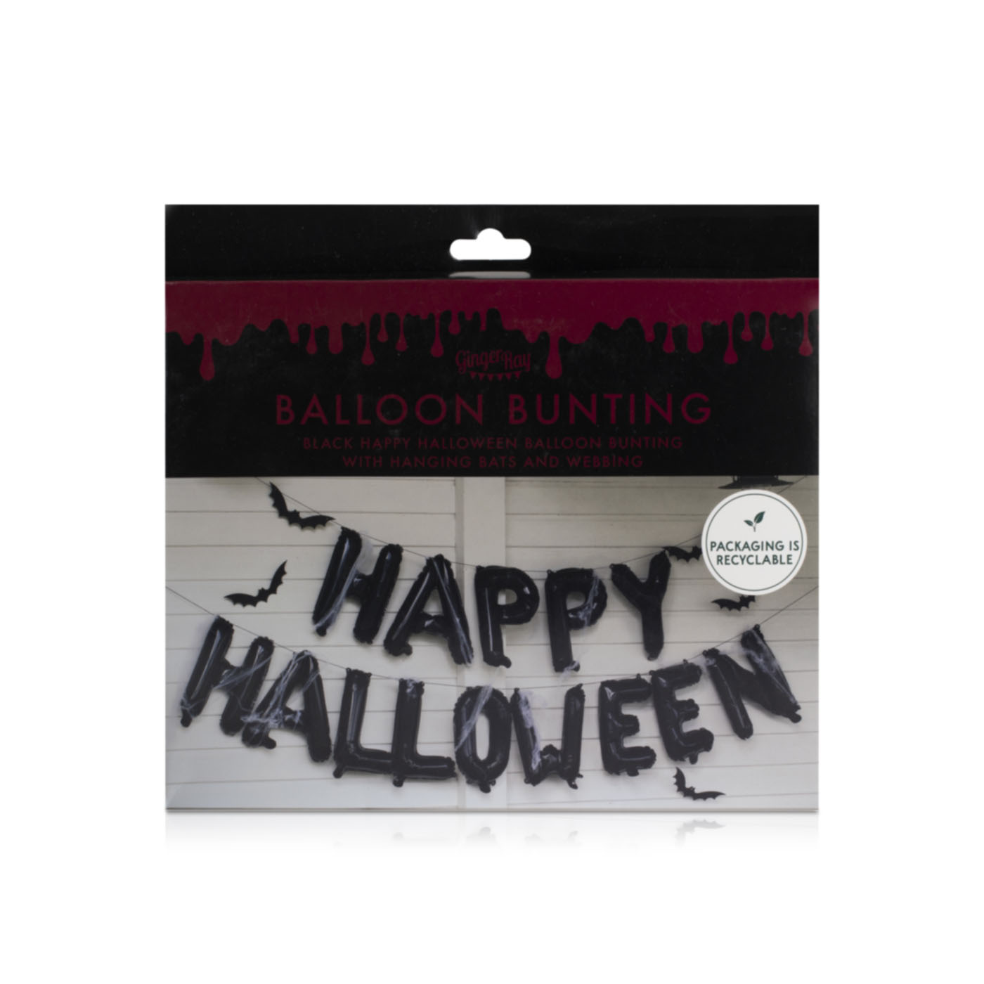 Ginger Ray Black Happy Halloween Balloon Bunting