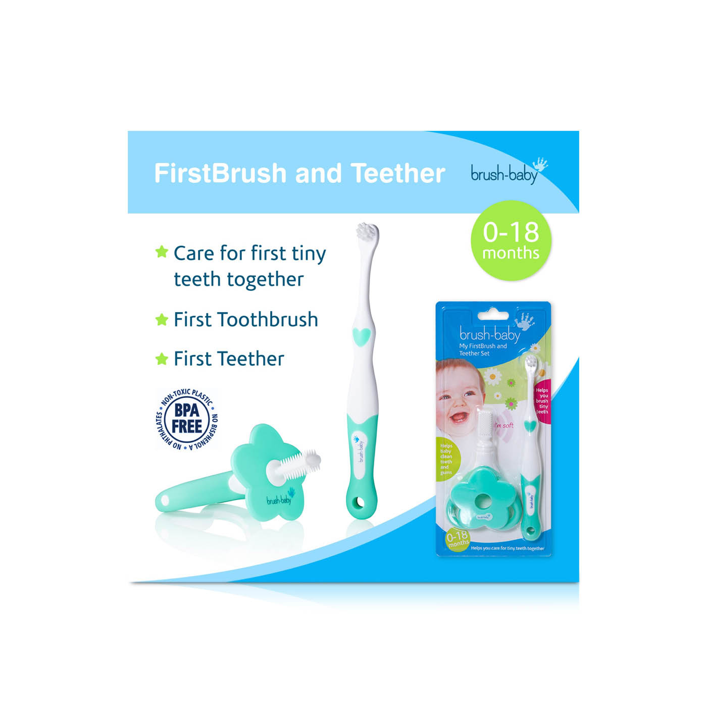 Brush-Baby Firstbrush Toothbrush and Teether 0-18 Months