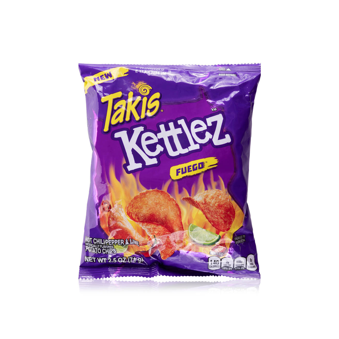 Takis Kettlez Fuego Hot Chilli Pepper and Lime Potato Chips 71g