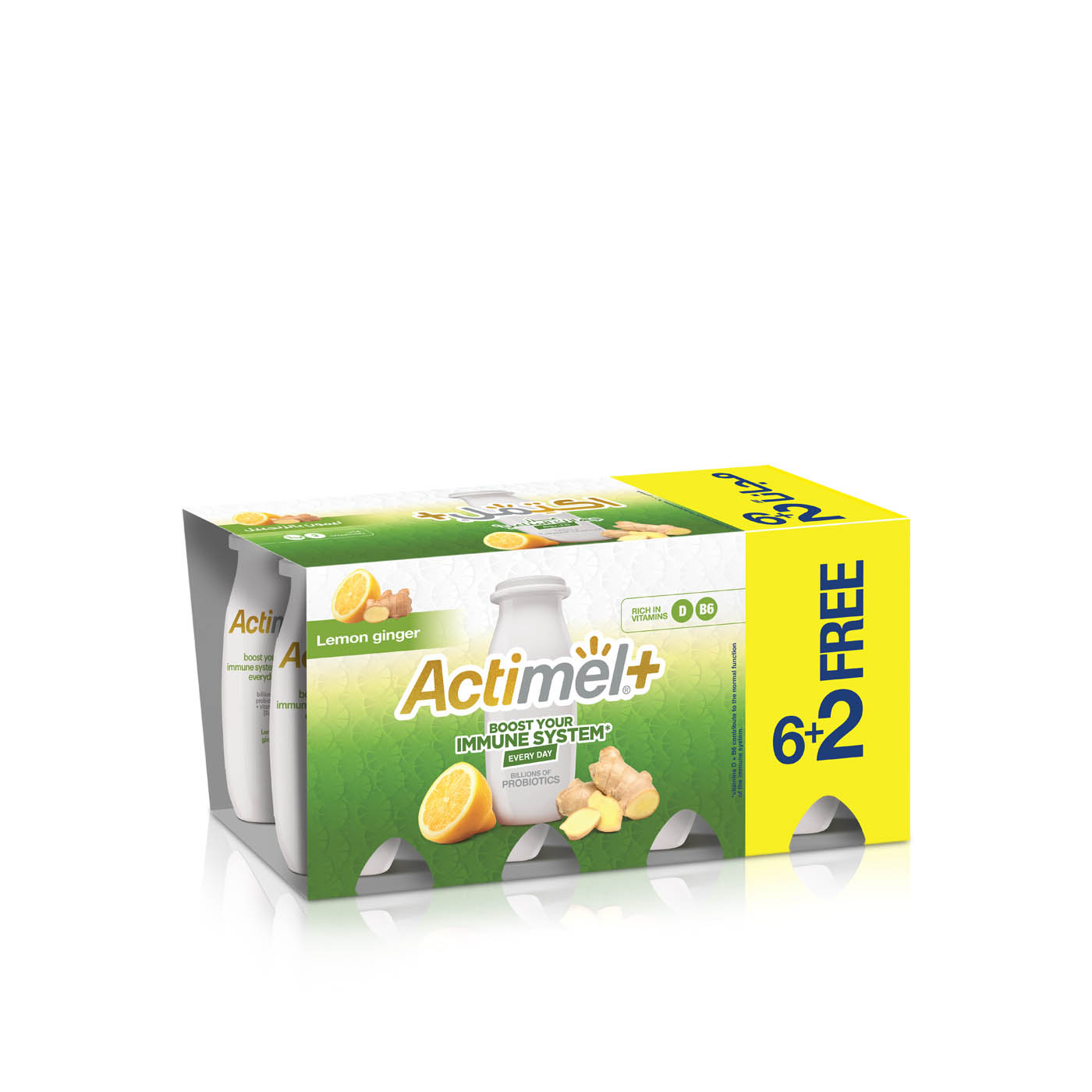 Actimel Lemon Ginger Immunity Support Yoghurt Drink 93ml x 8