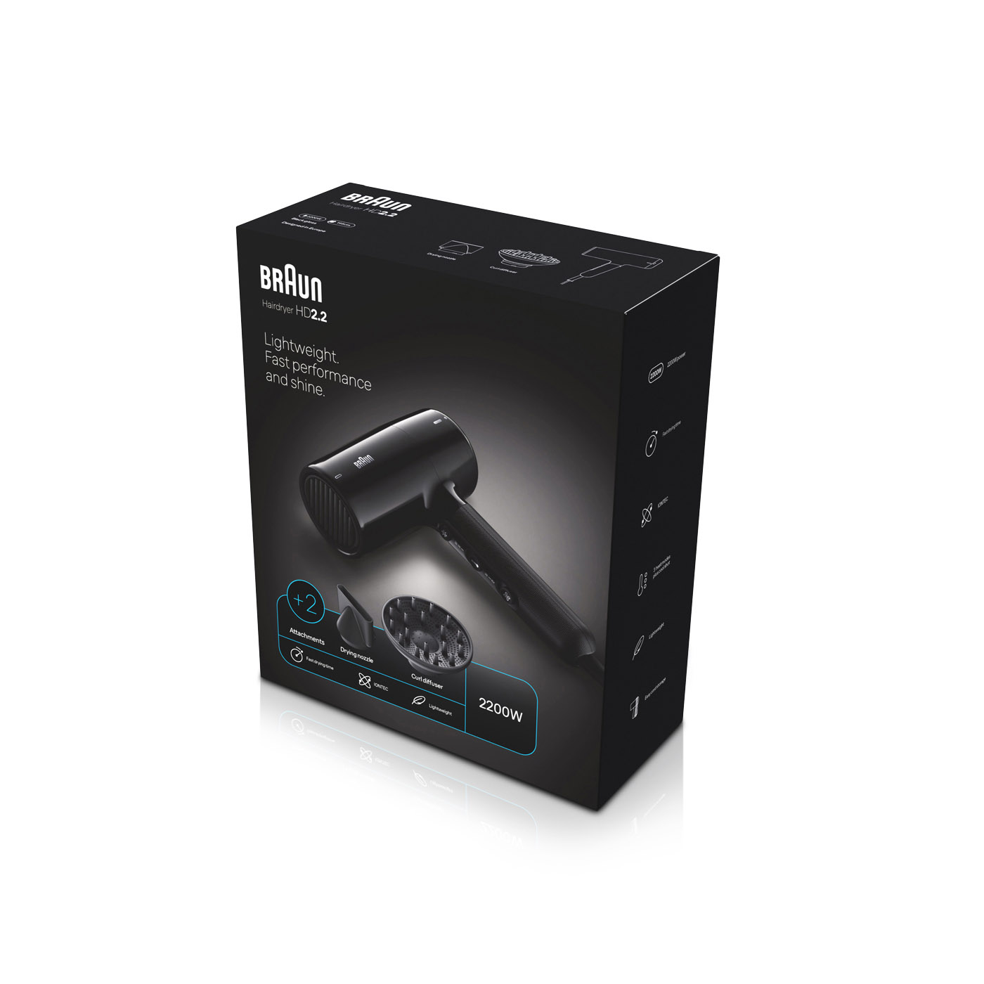 Braun Hair Dryer HD 2.2 Black 2200w