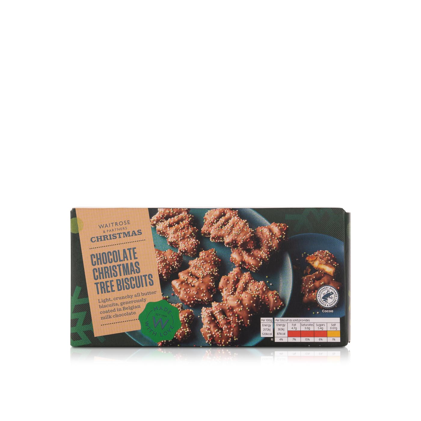 Waitrose Chocolate Christmas Tree Biscuits 150g