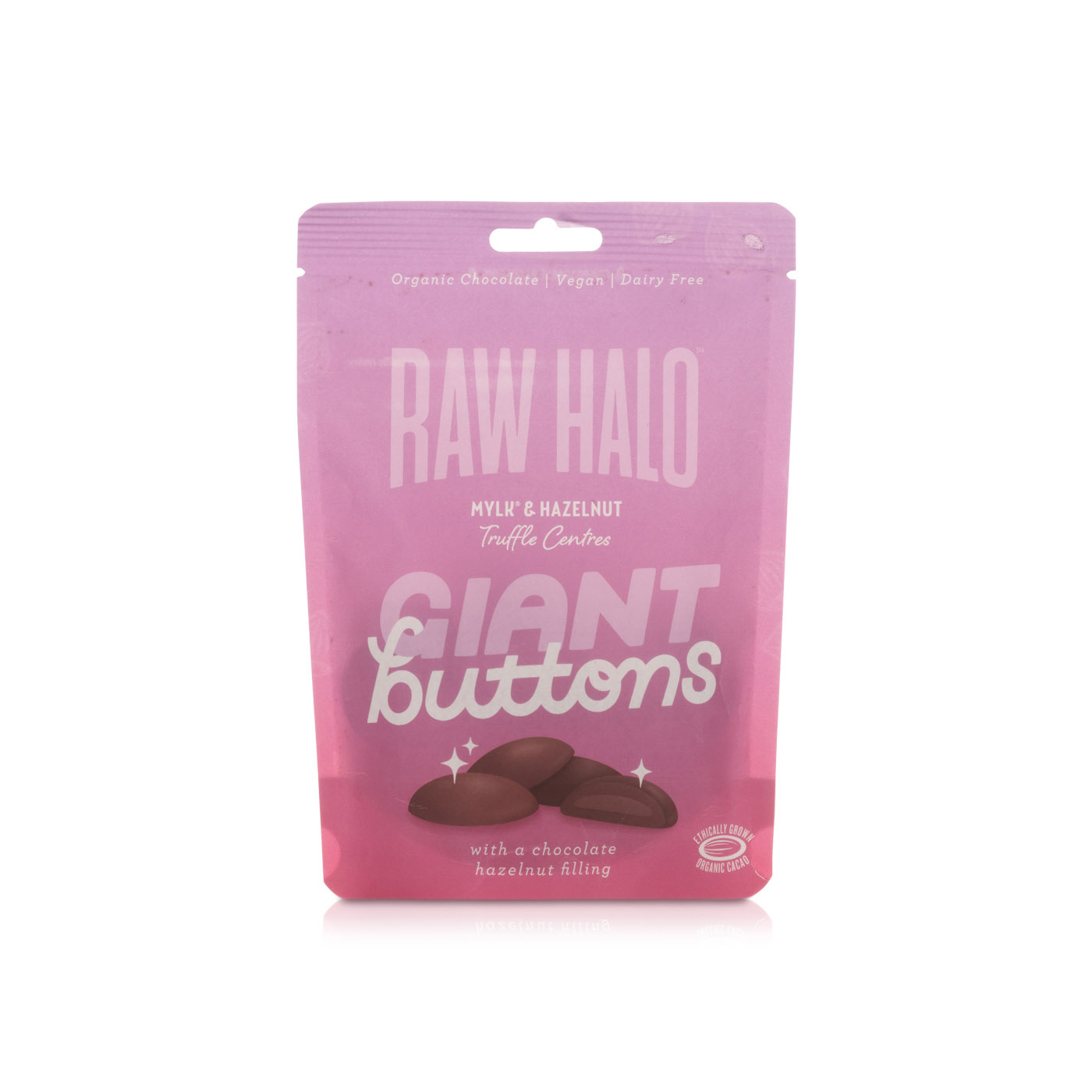 Raw Halo Mylk and Hazelnut Truffle Centred Giant Buttons 100g