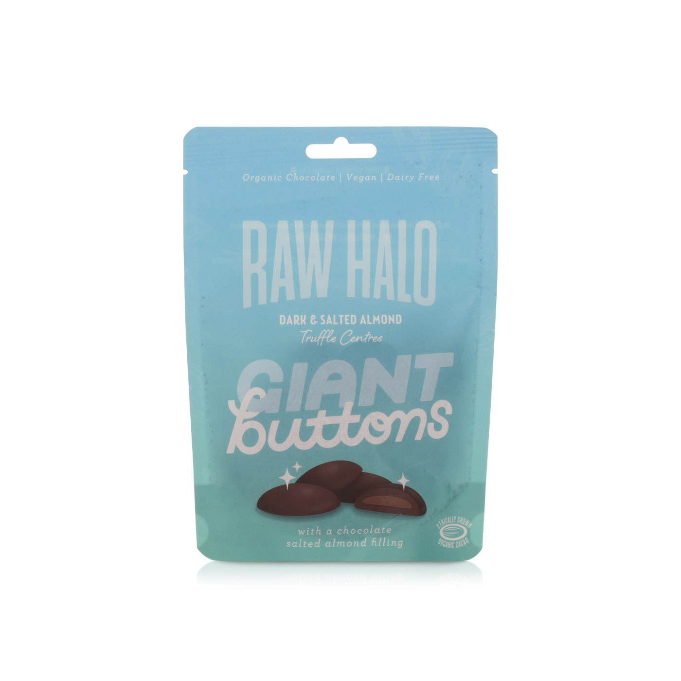 Raw Halo Dark and Salted Almond Truffle Centred Giant Buttons 100g