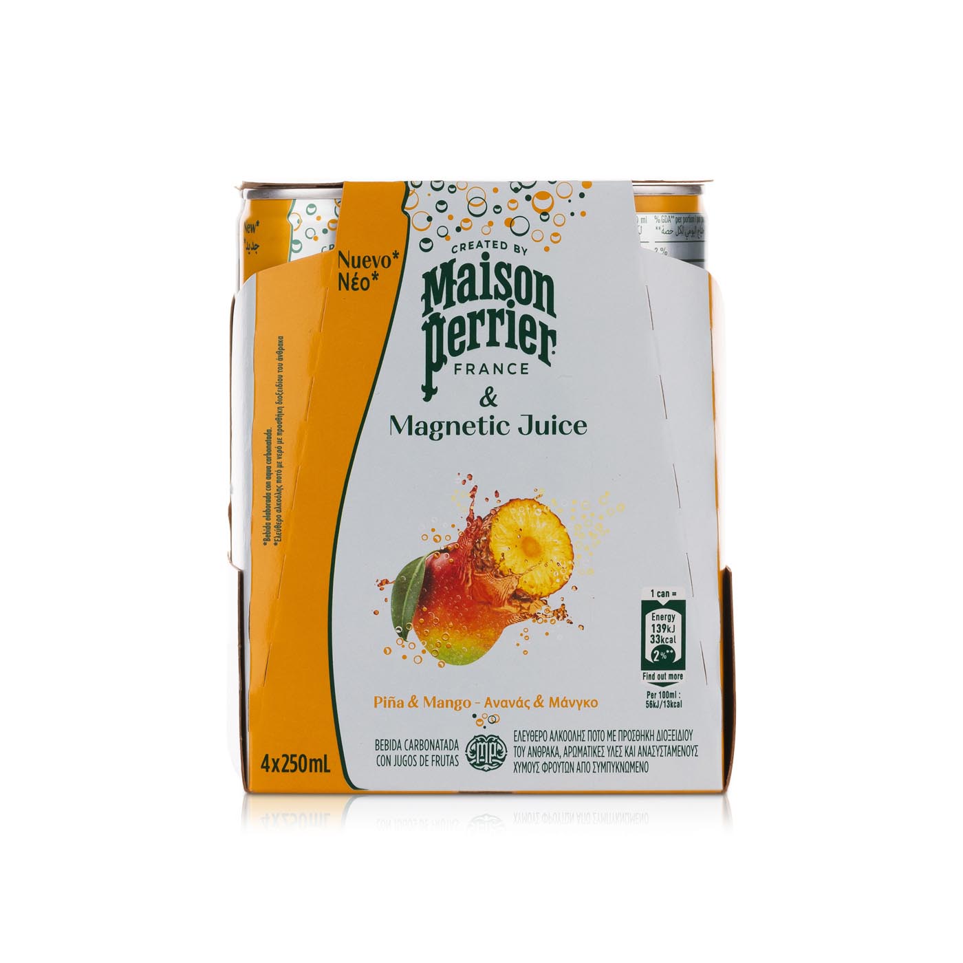 Maison Perrier Magnetic Juice Pineapple and Mango Slim Can 250ml 4 Pack