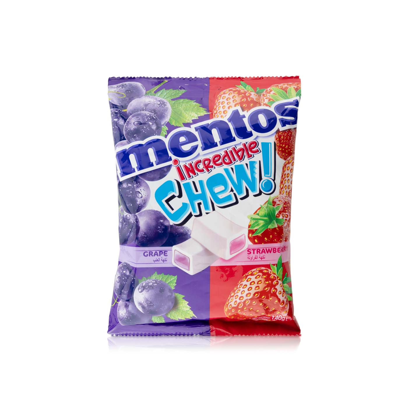 Mentos Incredible Chew Grape and Strawberry Flavour 140g