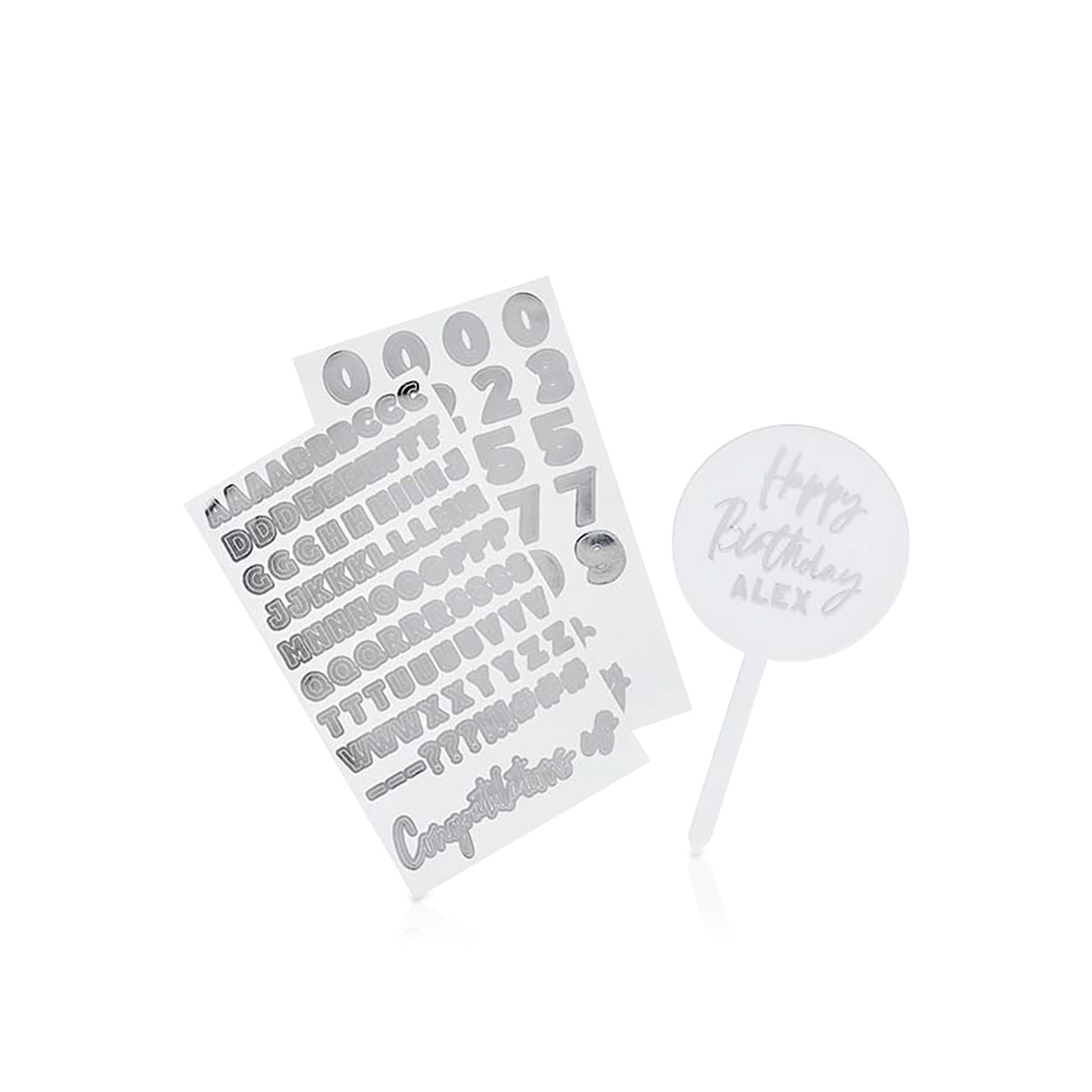 Hootybaloo Acrylic Silver Cake Topper